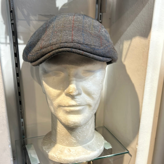 Coppola nuova inglese grigia a fantasia in lana - English New Flat Cap