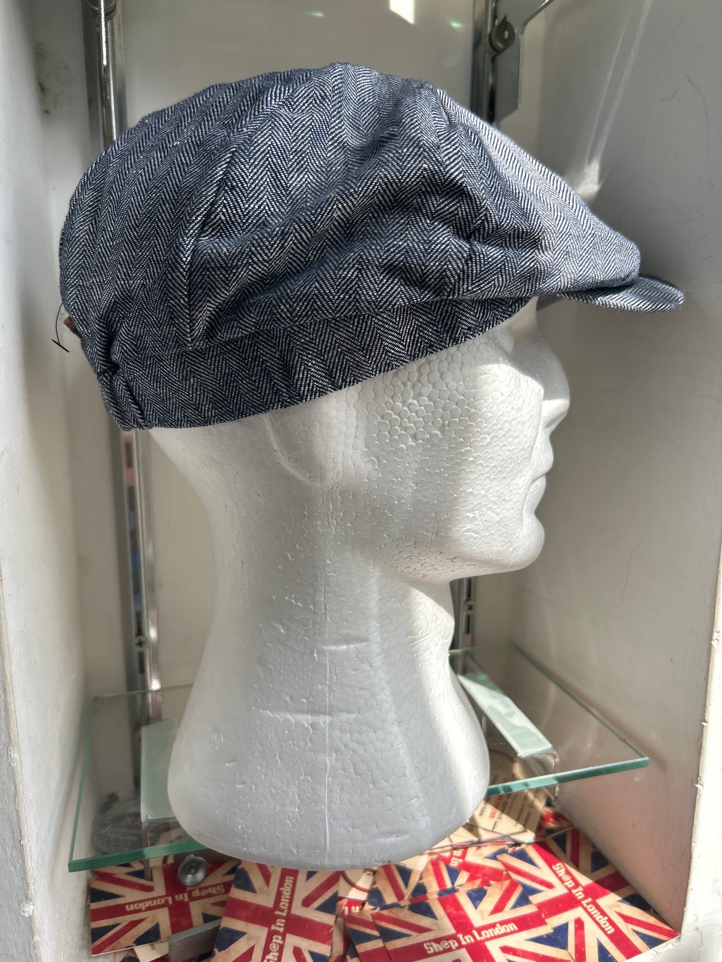 Coppola in lino inglese a otto spicchi Newsboy a spina di pesce - Linen Newsboy Cap One size
