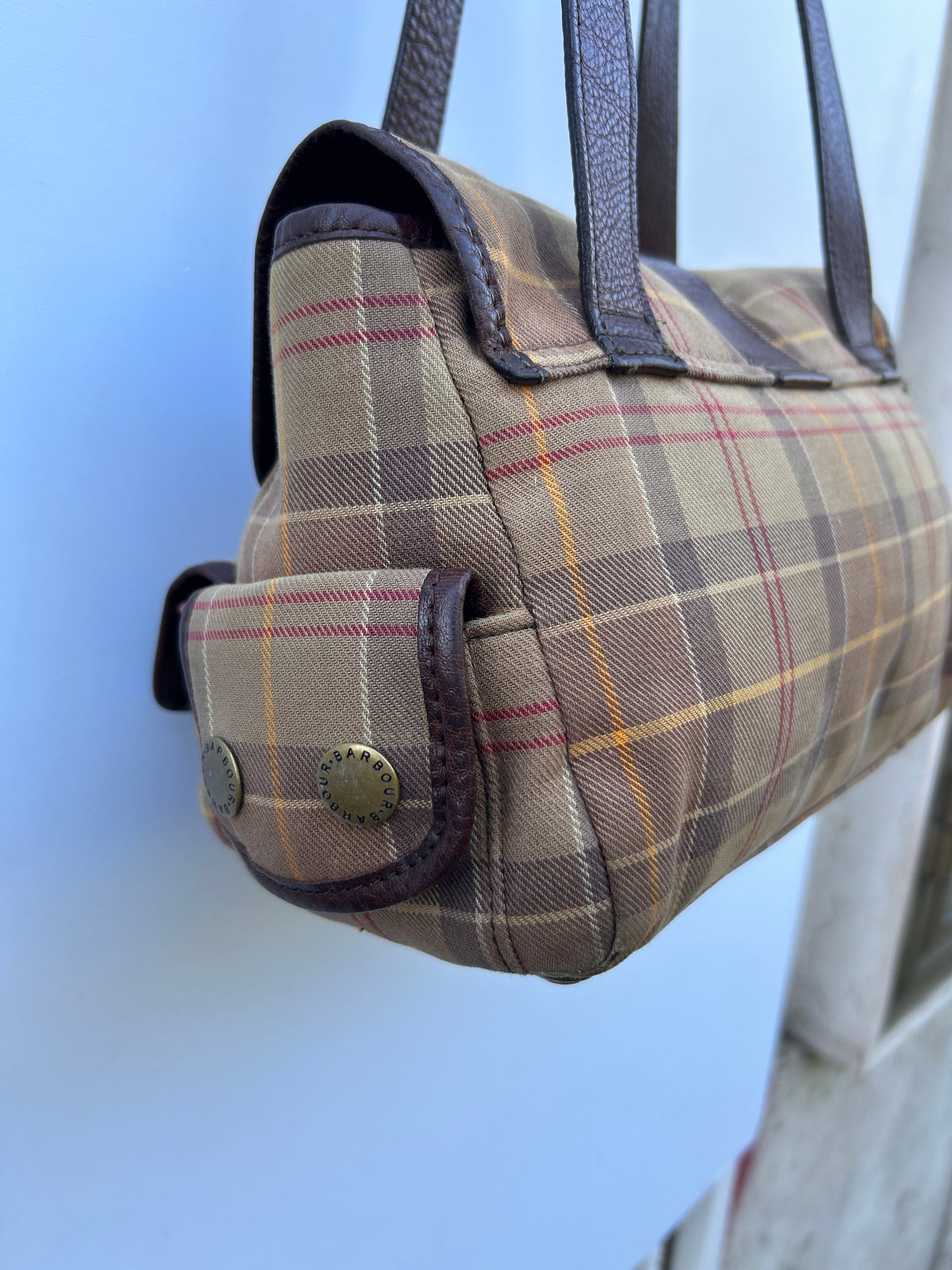 Borsa Barbour donna in tartan e pelle - Brown Tartan Shoulder bag