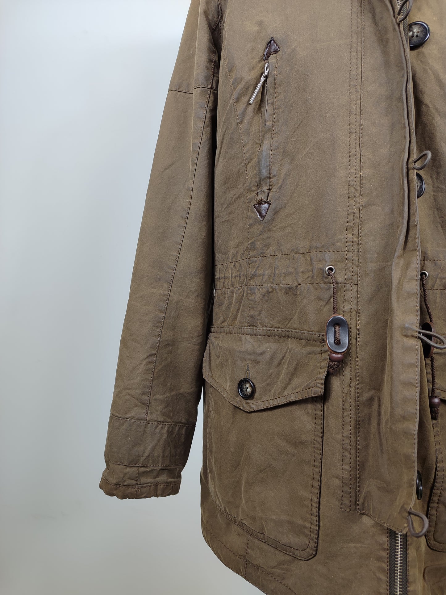 Parka Barbour da donna verde oliva uk14 -Lady Vintage Troop wax parka size Uk14 Medium