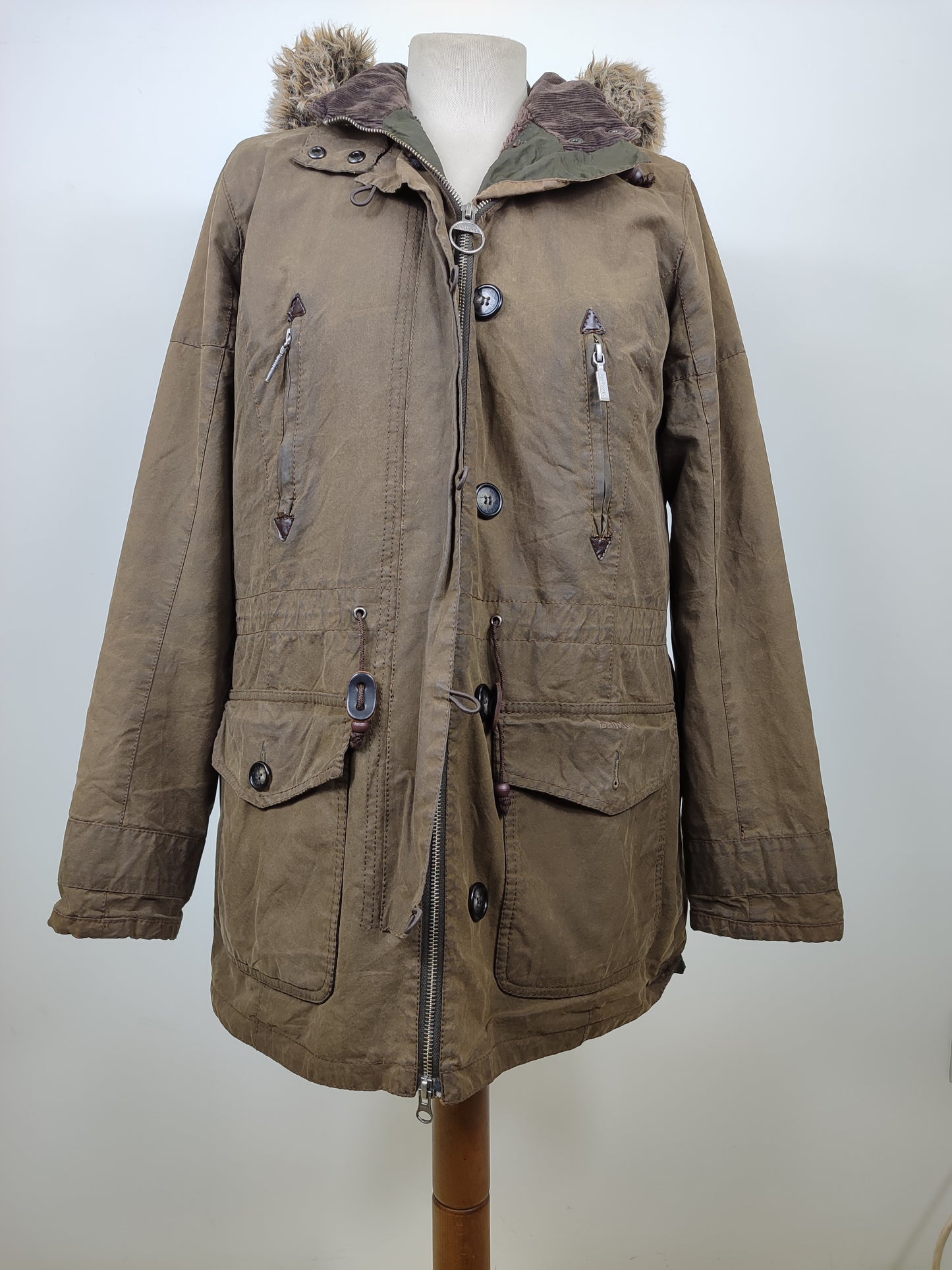 Parka Barbour da donna verde oliva uk14 -Lady Vintage Troop wax parka size Uk14 Medium