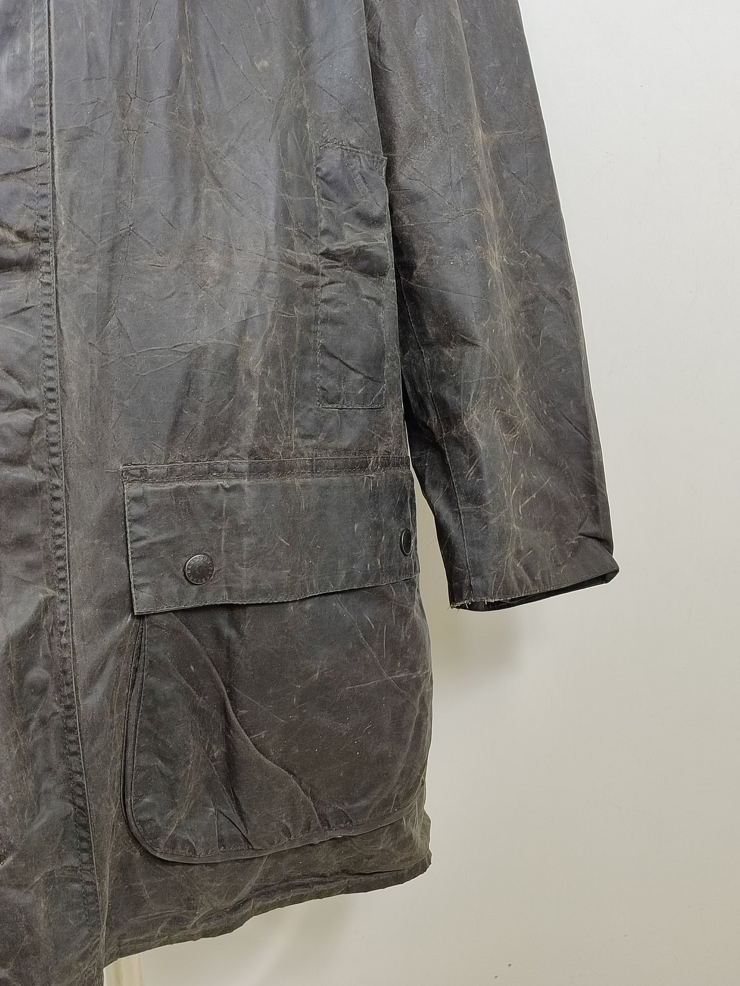 Giacca Barbour Border Blu Vintage Uomo C48/122cm Man Navy wax Coat size XXL