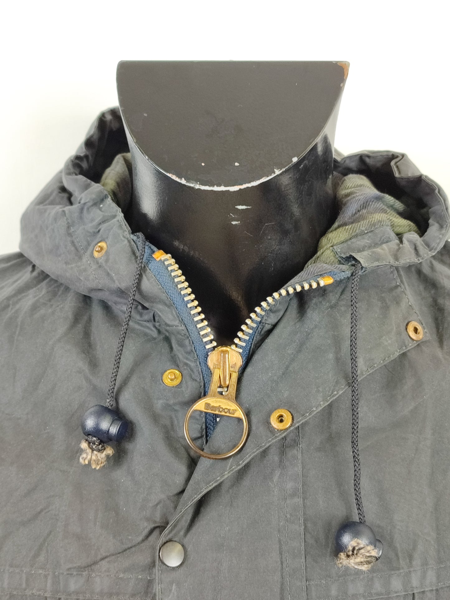 Giacca Barbour Durham blu con cappuccio C40/102 cm Navy Hooded waxed Durham M