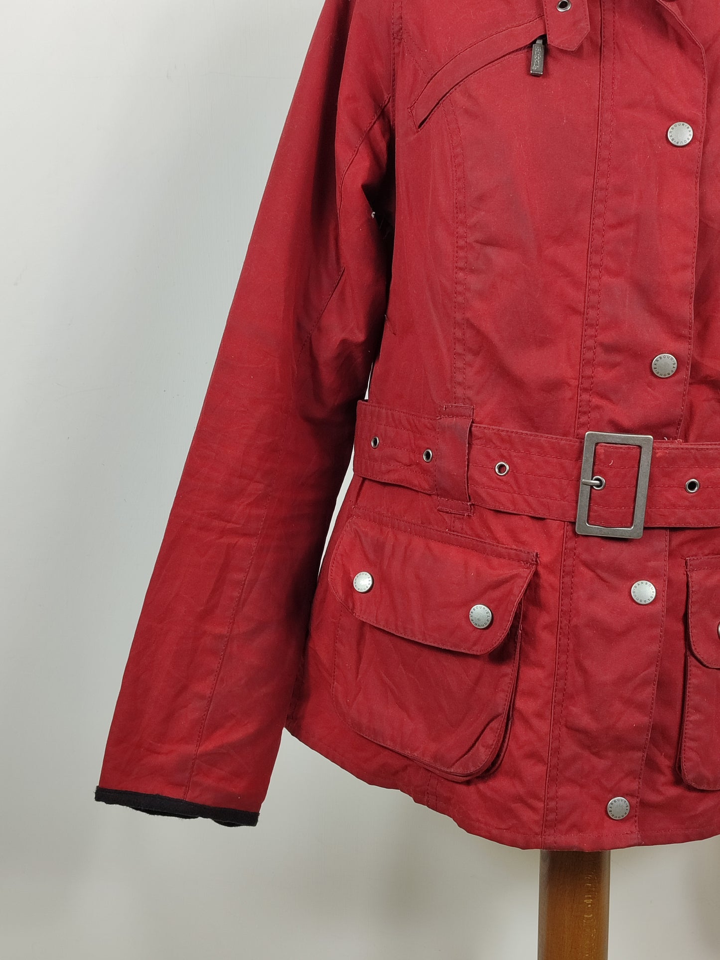Giacca Barbour International Donna rosso Medium UK12 -Lady International Red Jacket UK12
