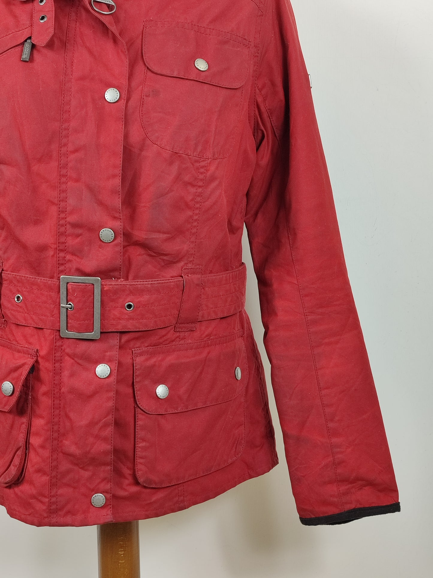 Giacca Barbour International Donna rosso Medium UK12 -Lady International Red Jacket UK12