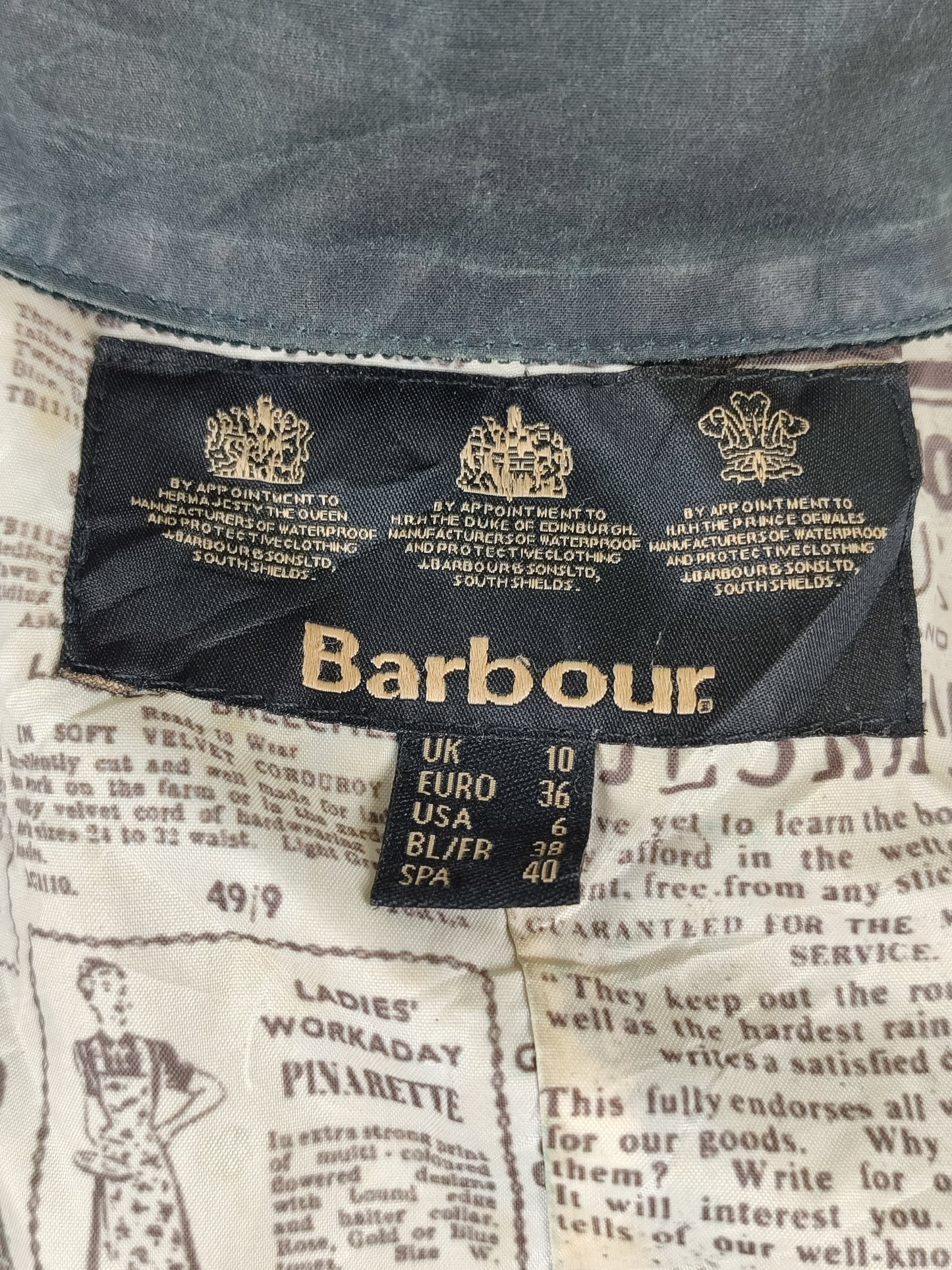 Giacca Barbour donna blu Advert Beadnell Uk10 Small-Lady Navy Vintage Advert Beadnell S