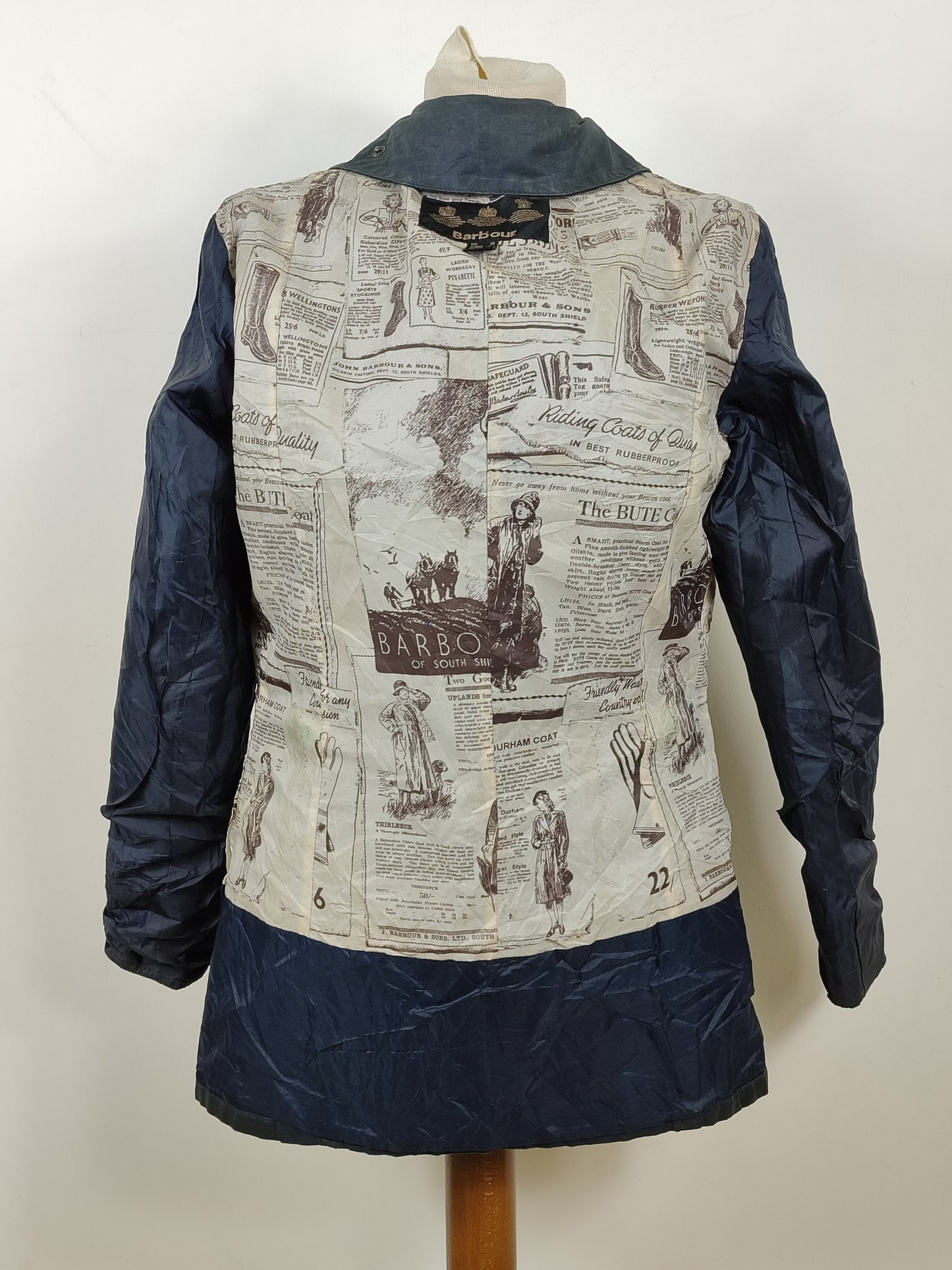 Giacca Barbour donna blu Advert Beadnell Uk10 Small-Lady Navy Vintage Advert Beadnell S