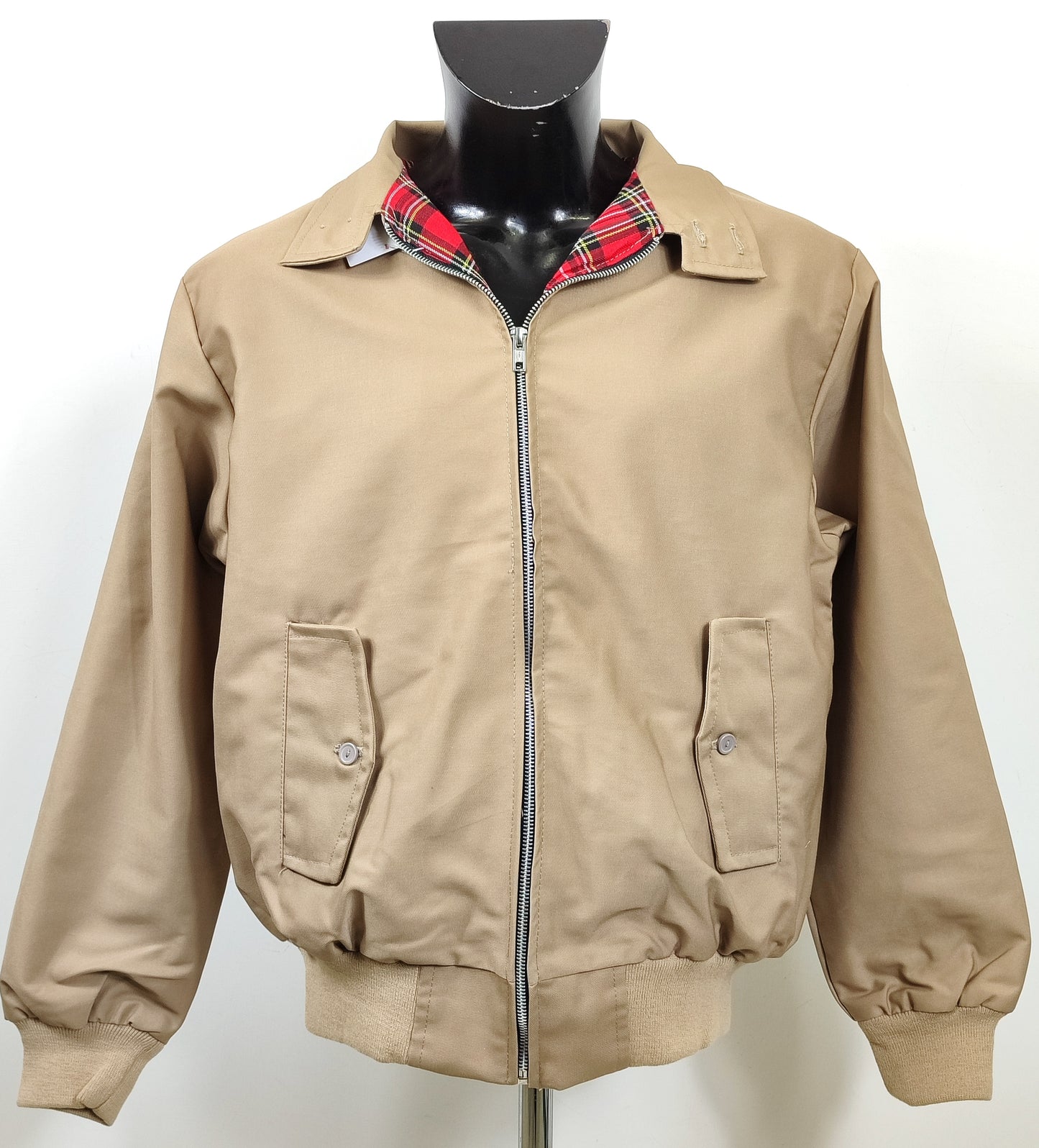 Giacca Harrington beige da uomo in cotone Made in England - Man Beige Harrington Jacket