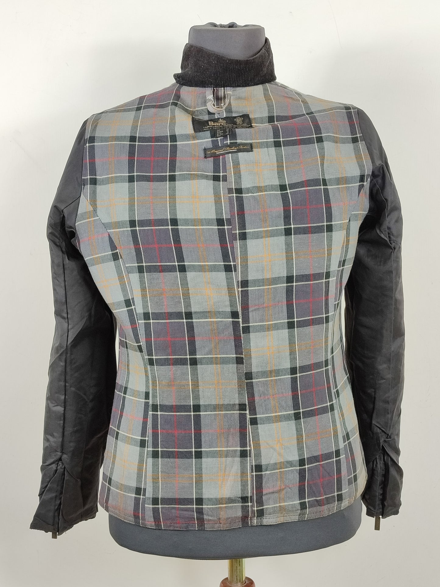 Barbour da donna Nero Small cerato Man Black waxed Biker Jacket Size UK10 Small