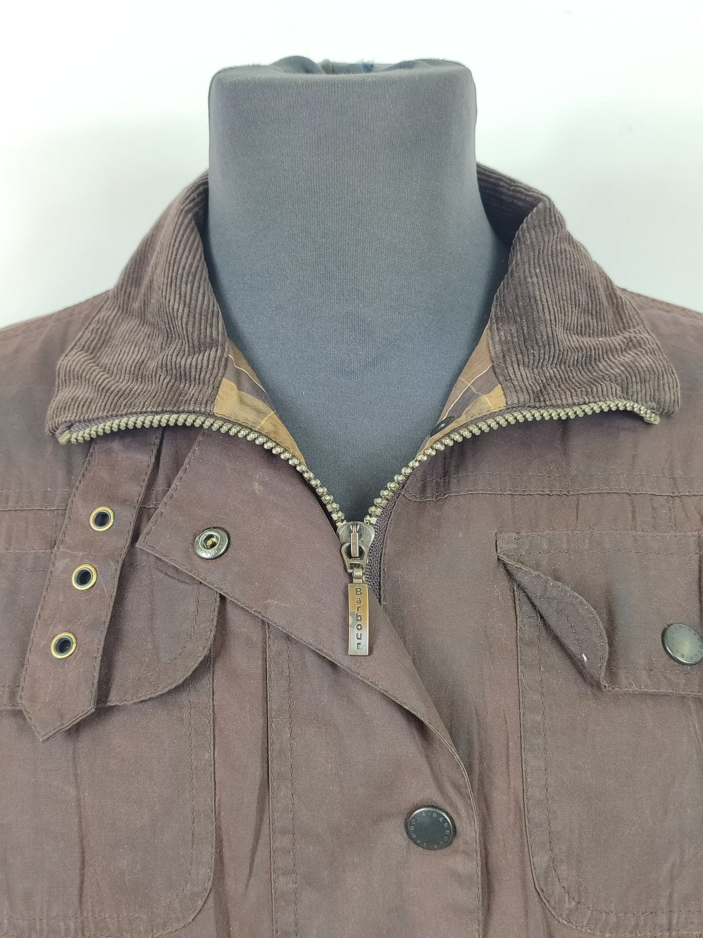 Giacca Barbour da donna marrone UK10 Small Brown Lady Wax Utility Mac  jacket Small tg.40