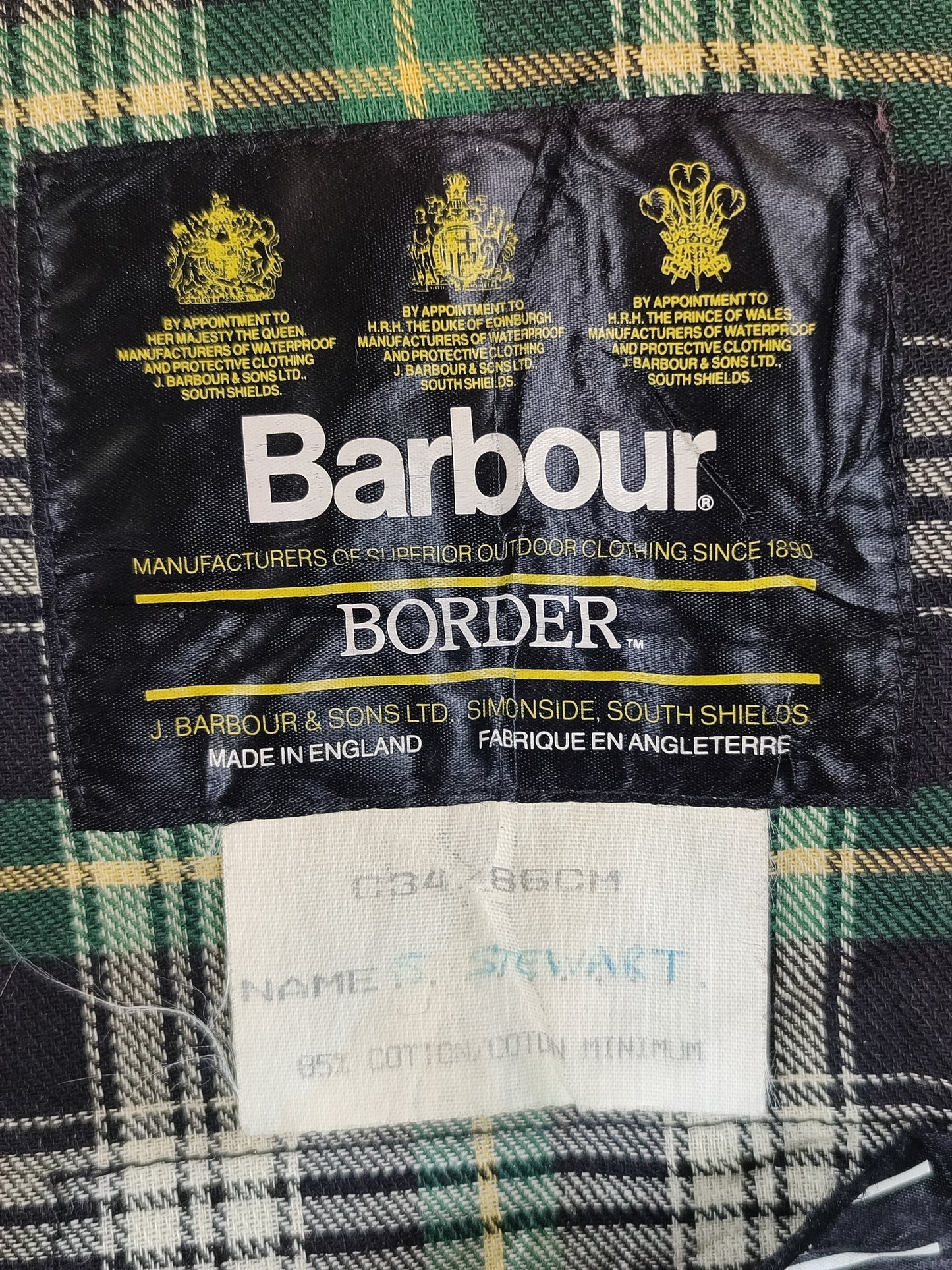 Barbour Border verde cotone Cerato C34/86 cm Green Border Coat Size Xsmall tg. 44 ita
