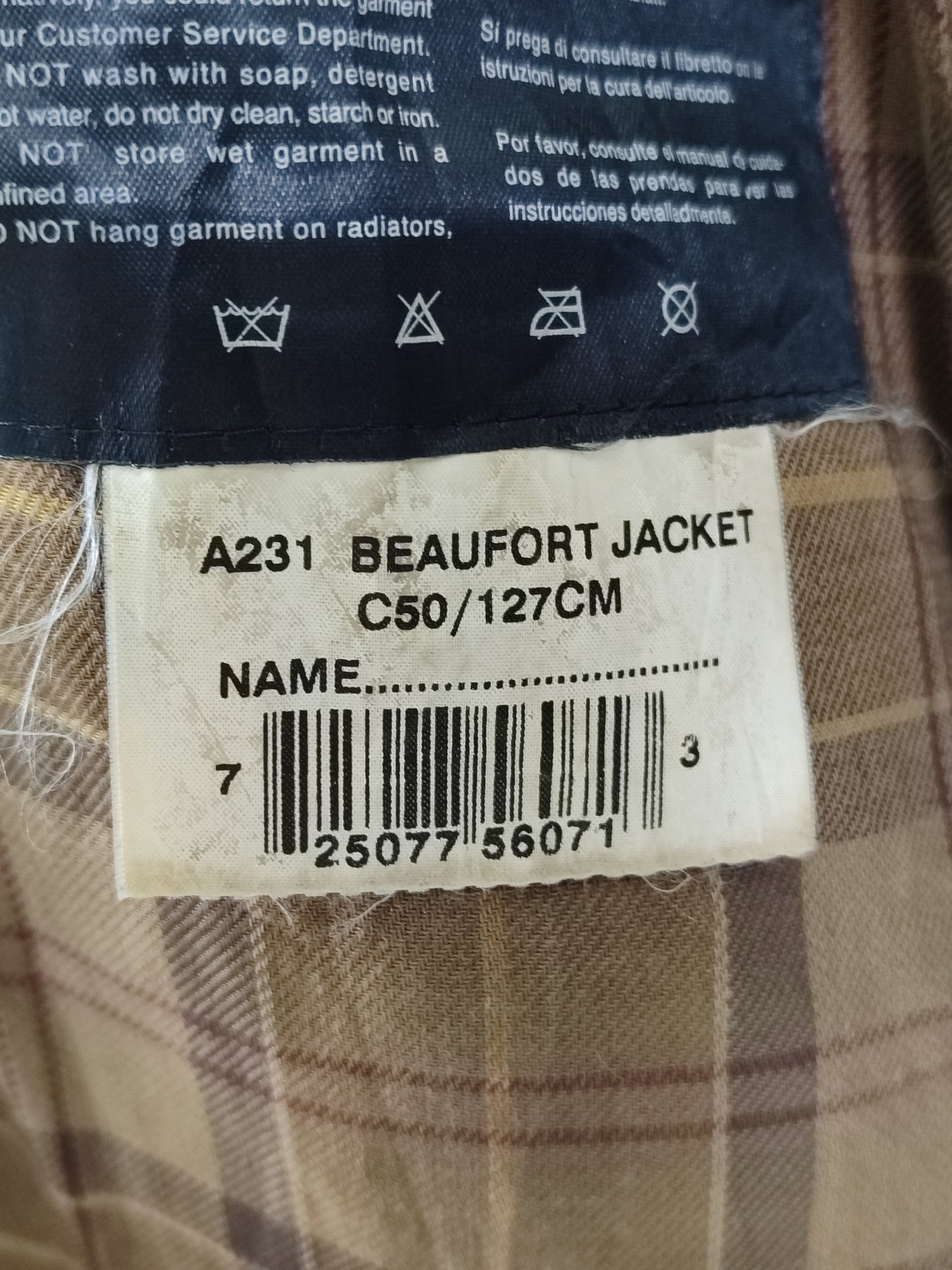 Barbour Giacca Beaufort vintage marrone C50/127 cm Brown Wax Beaufort jacket XXL