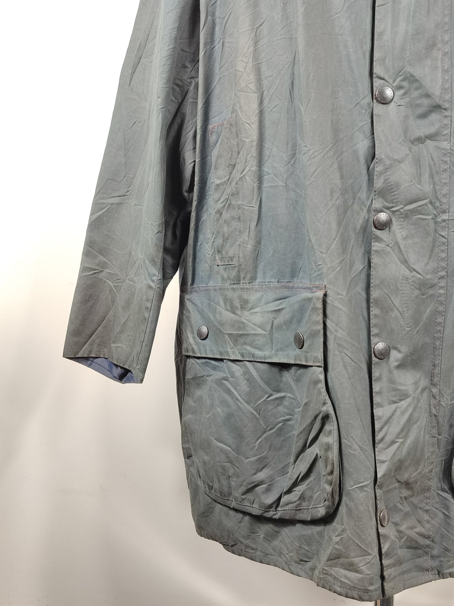 Barbour Giacca Border blu Vintage Uomo Cerata C50/127 cm -Navy wax Border coat size XXL