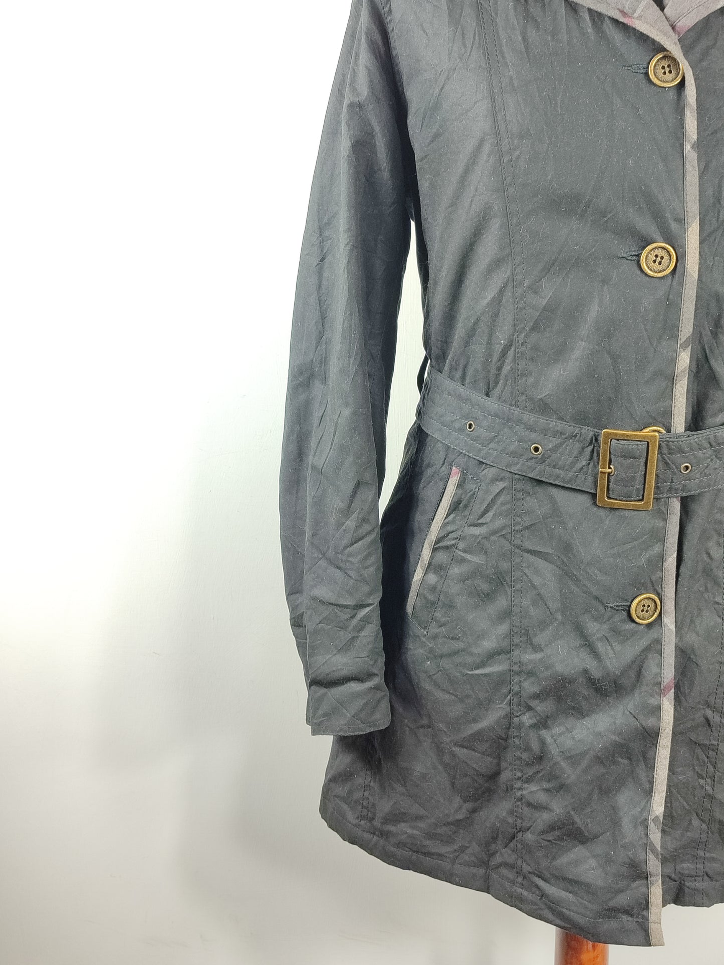 Trench Barbour nero donna cerato Medium tg.42/44 Black wax lady trench size Uk14