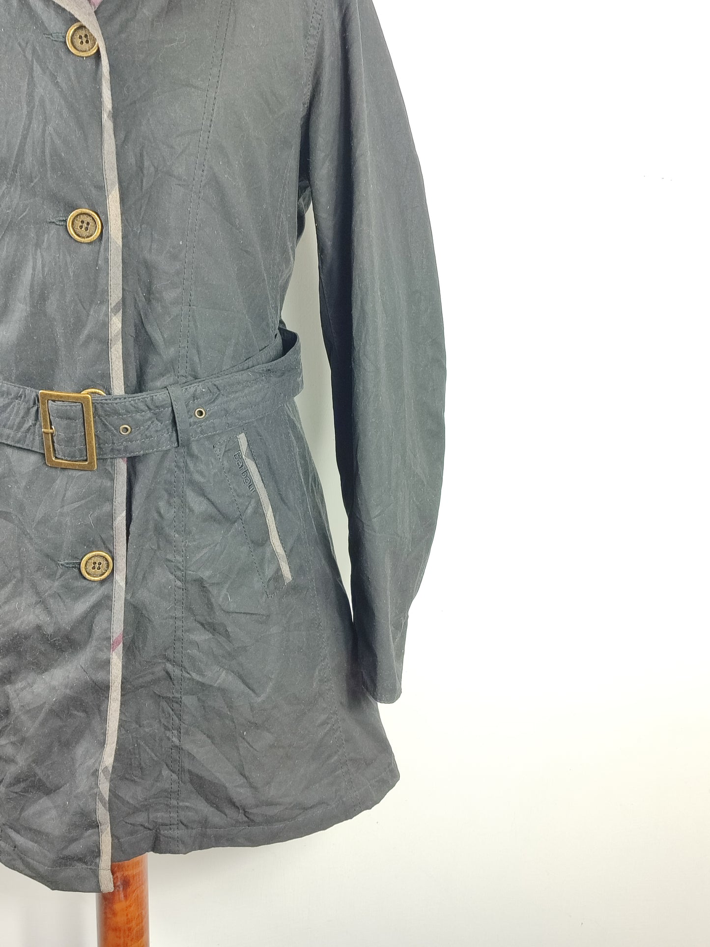Trench Barbour nero donna cerato Medium tg.42/44 Black wax lady trench size Uk14