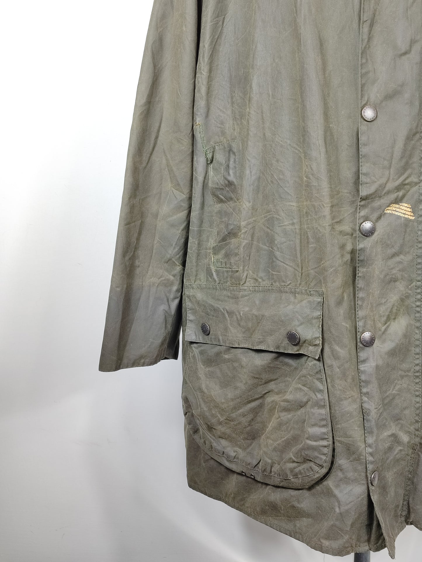 Barbour Giacca Uomo Border Verde Vintage C48/122cm Xlarge- Green Man wax Vintage Coat XL