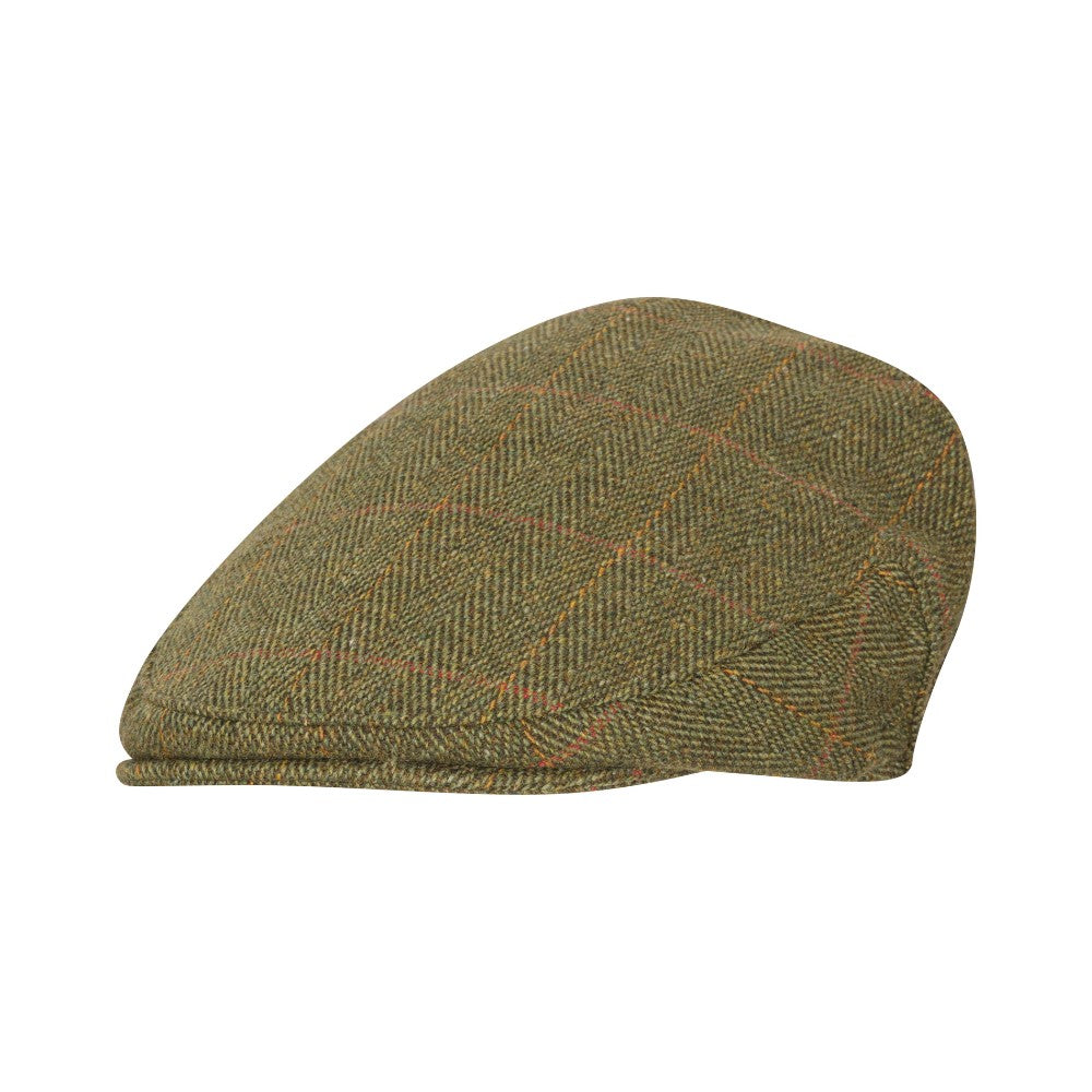 Coppola in Tweed lana verde scuro impermeabile - New Cambridge Wool Dark Sage Tweed Cap Flat