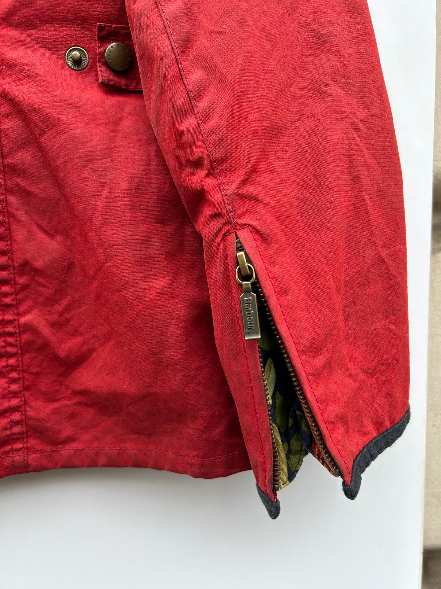 Barbour Giacca corta rossa donna Tg. 40 Morris Red Wax Utility Jacket Size UK10