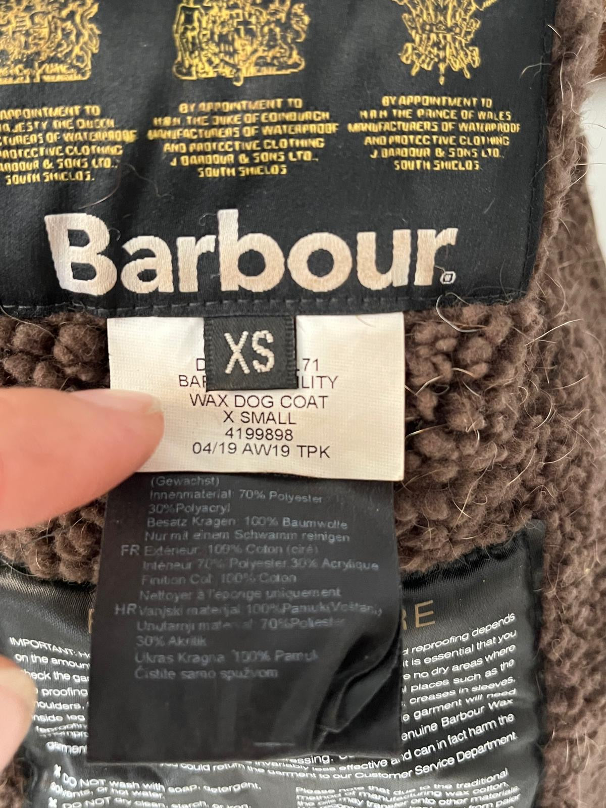Cappotto Barbour per cani verde oliva Xsmall