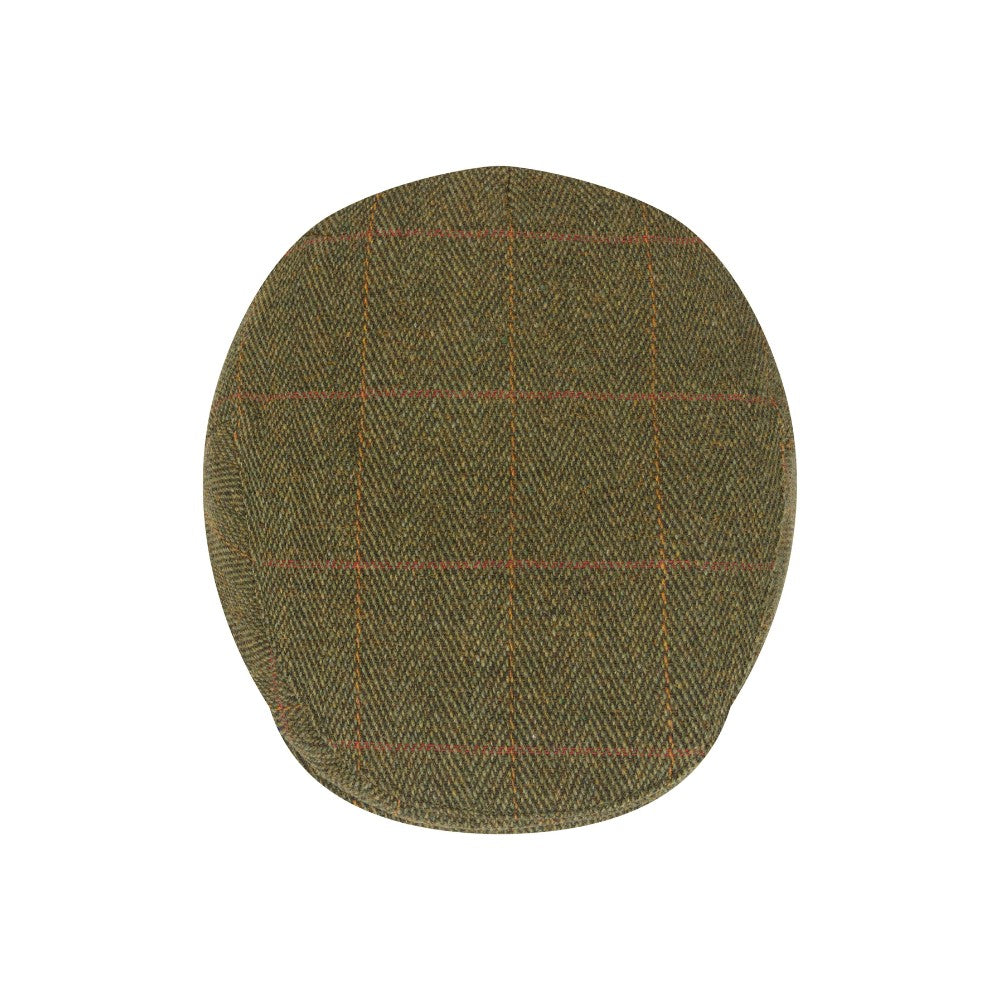 Coppola in Tweed lana verde scuro impermeabile - New Cambridge Wool Dark Sage Tweed Cap Flat