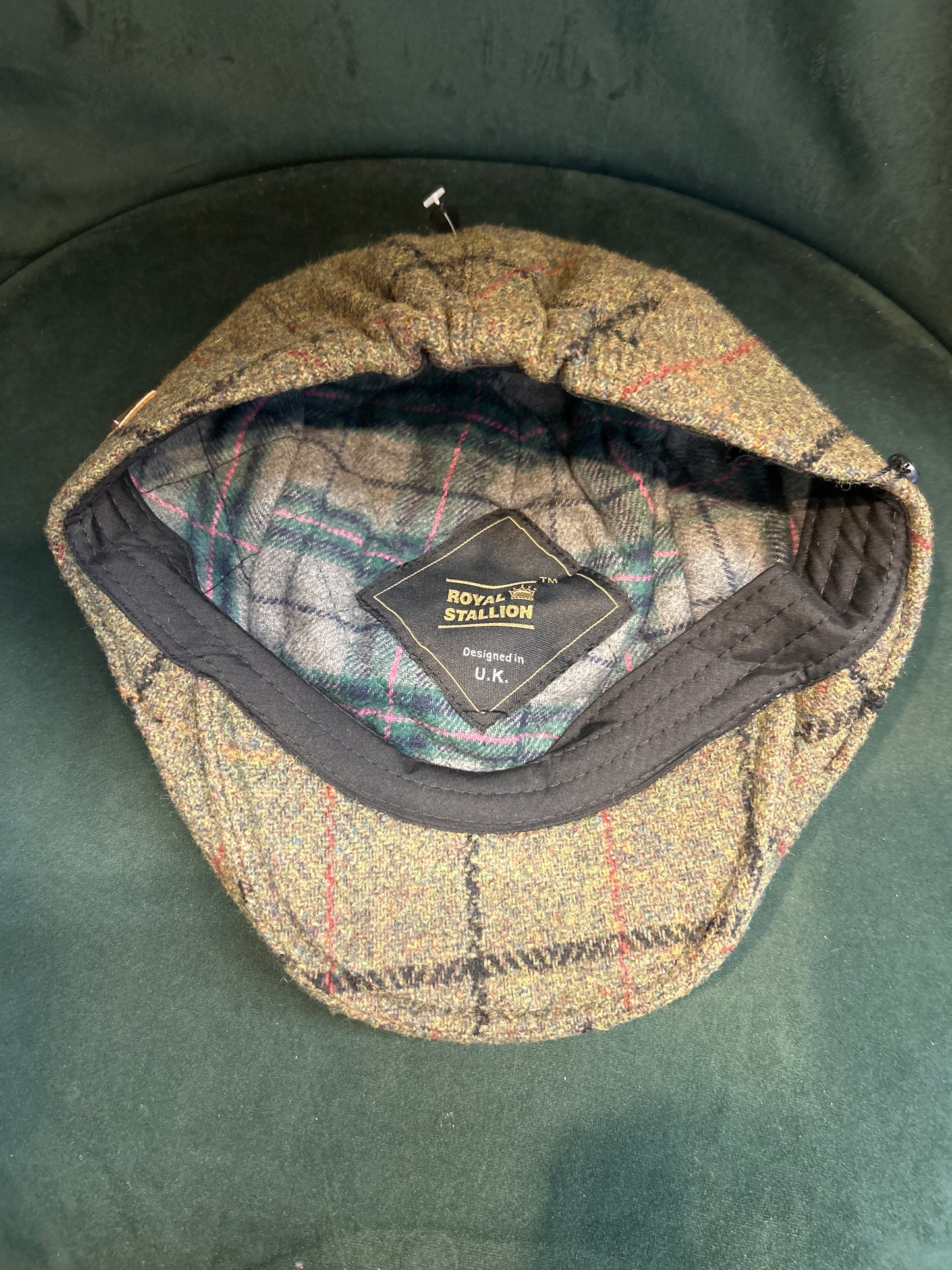 Coppola nuova inglese in lana liscia verde in tweed- Wool Green tweed flat cap