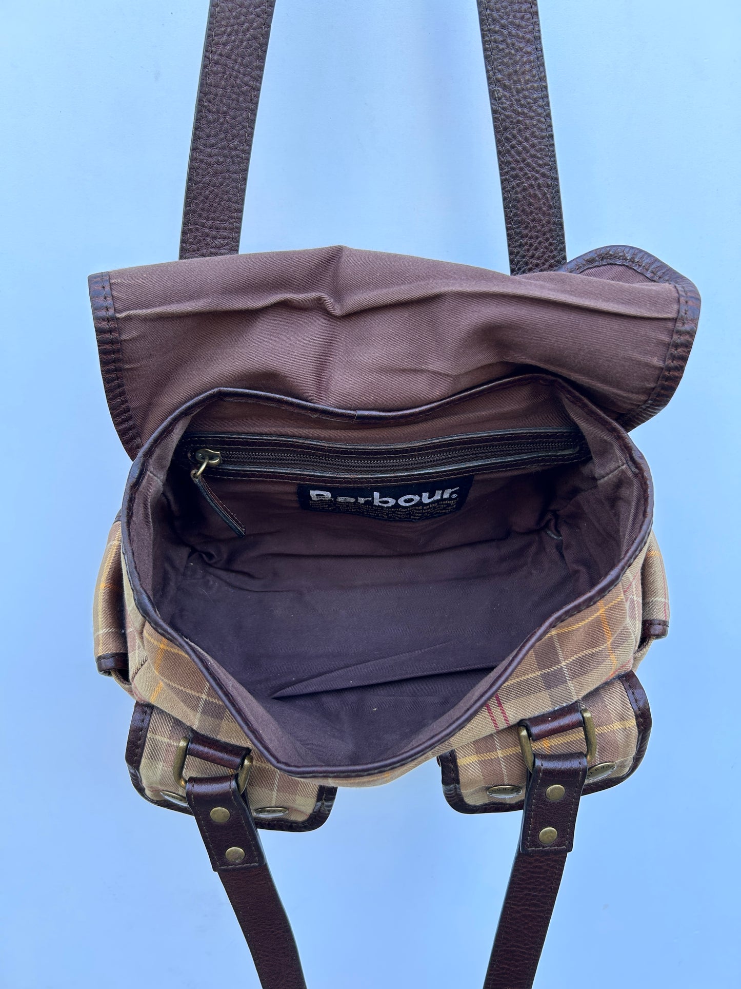 Borsa Barbour donna in tartan e pelle - Brown Tartan Shoulder bag