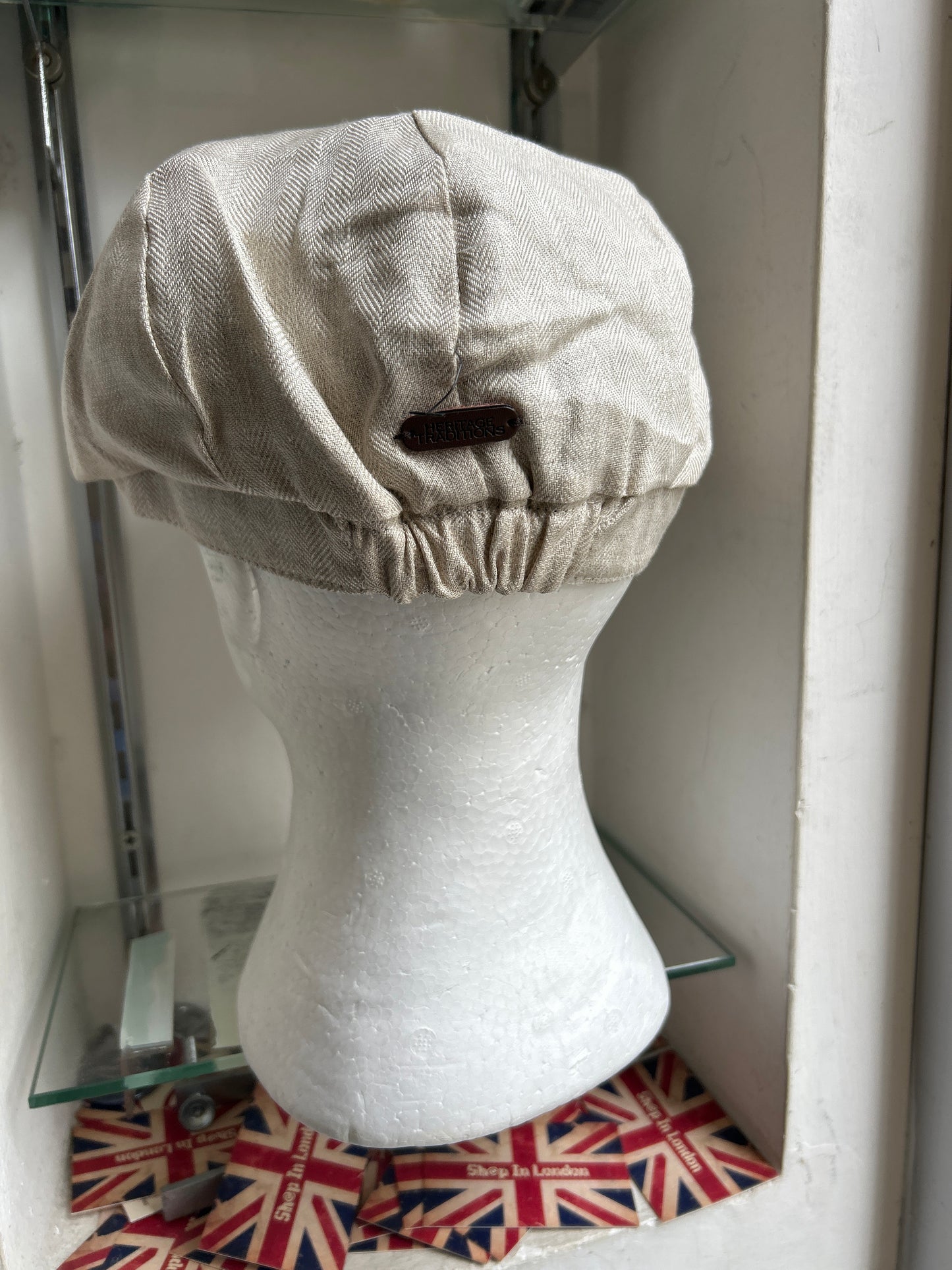 Coppola in lino inglese a otto spicchi Newsboy a spina di pesce - Linen Newsboy Cap One size