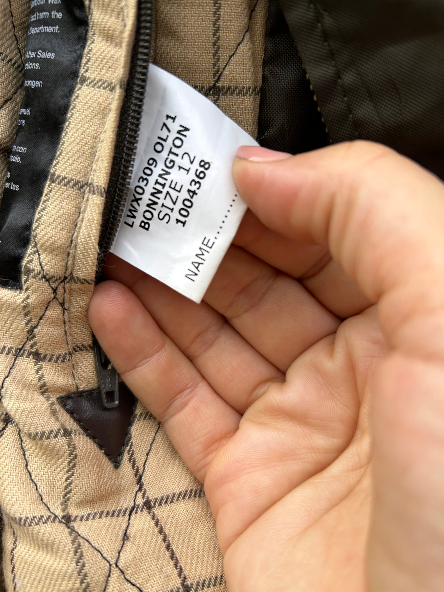 Barbour oliva da donna Bonnington UK12 tg.42 Olive wax lady Jacket