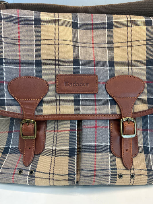 Borsa Barbour vintage a tracolla in tessuto con inserti in pelle