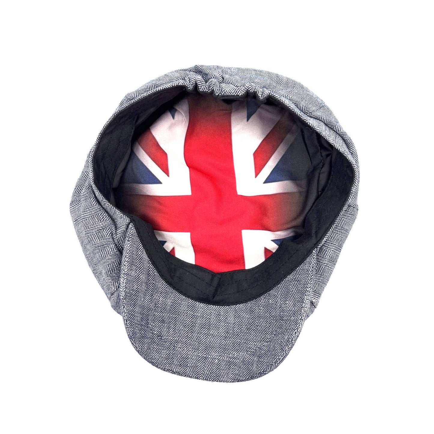 Coppola in lino inglese a otto spicchi Newsboy a spina di pesce con Union Jack - Linen Blue Newsboy Cap Union Jack