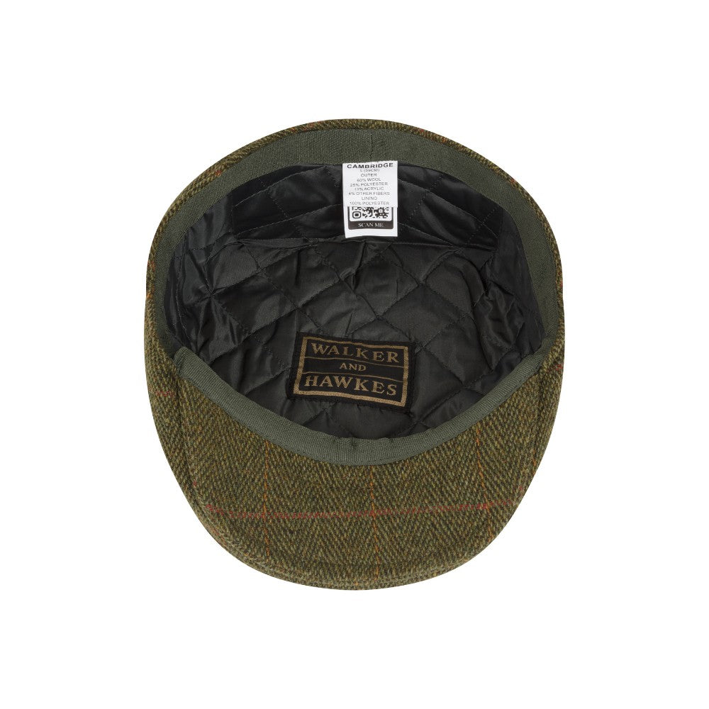 Coppola in Tweed lana verde scuro impermeabile - New Cambridge Wool Dark Sage Tweed Cap Flat