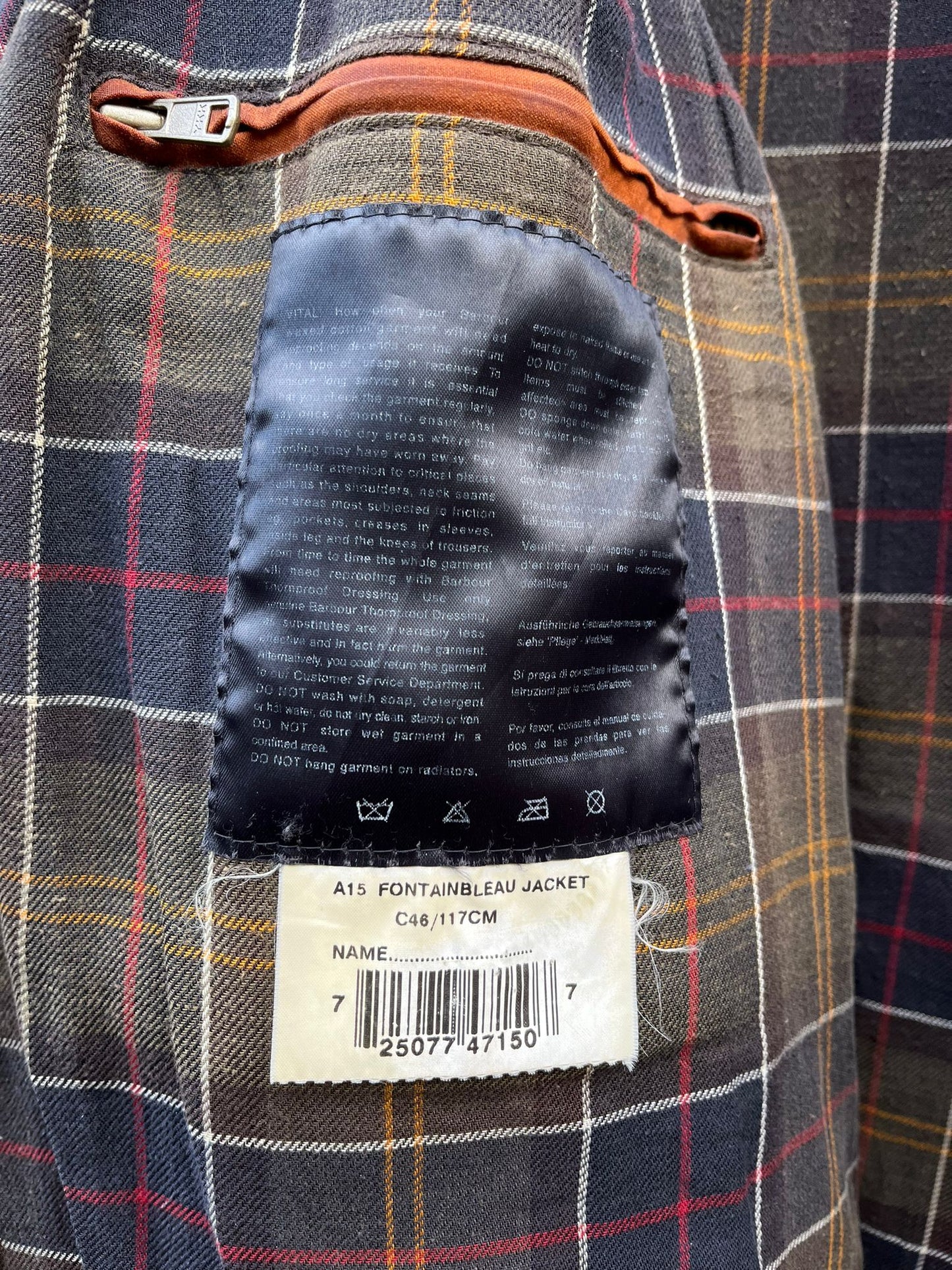 Giacca Barbour Fontainbleau ruggine C46/117 cm - Man rust waxed jacket size XL