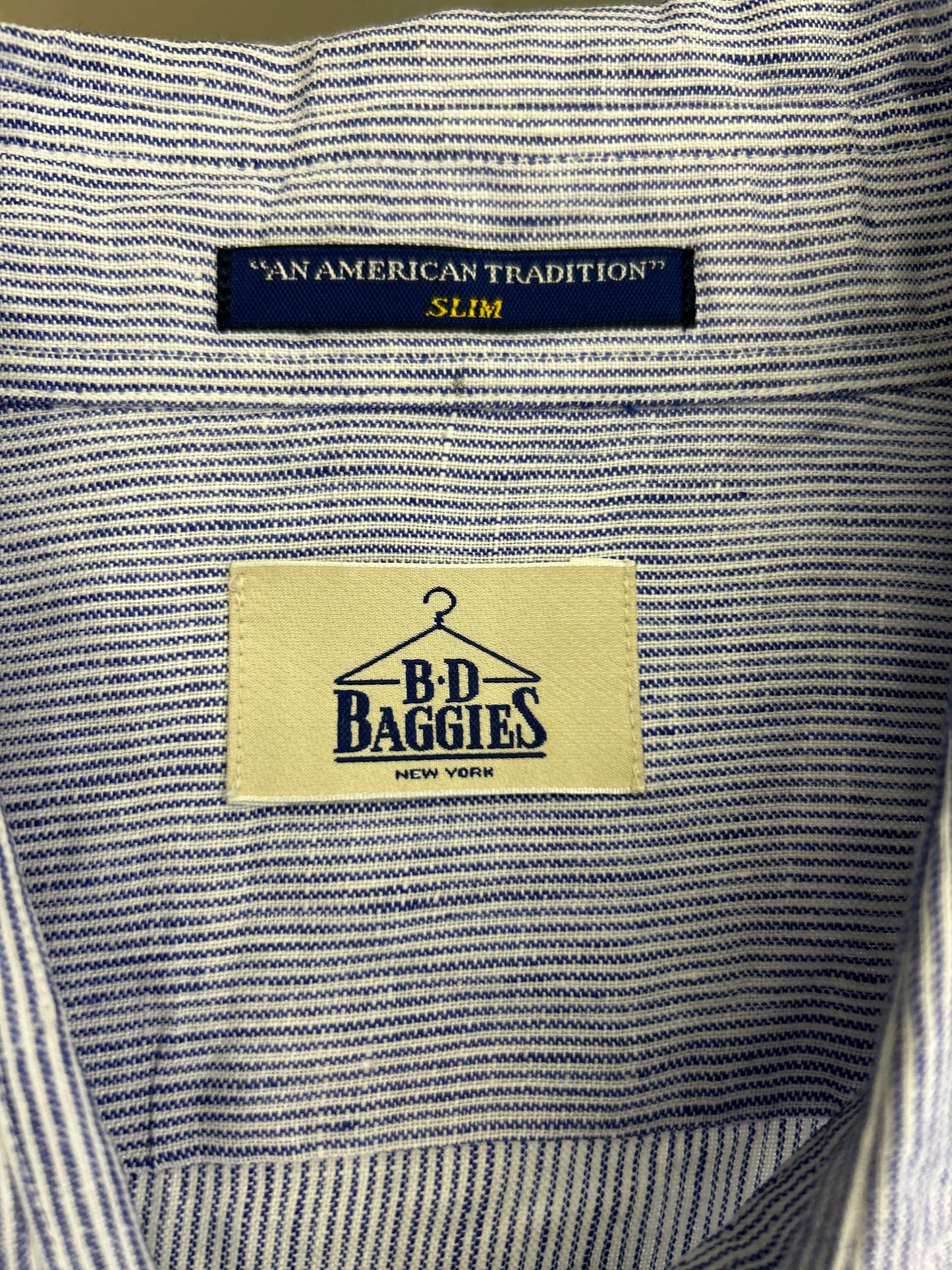 Camicia a righe blu e bianca in lino modello Dexter slim fit by B.D. BAGGIES