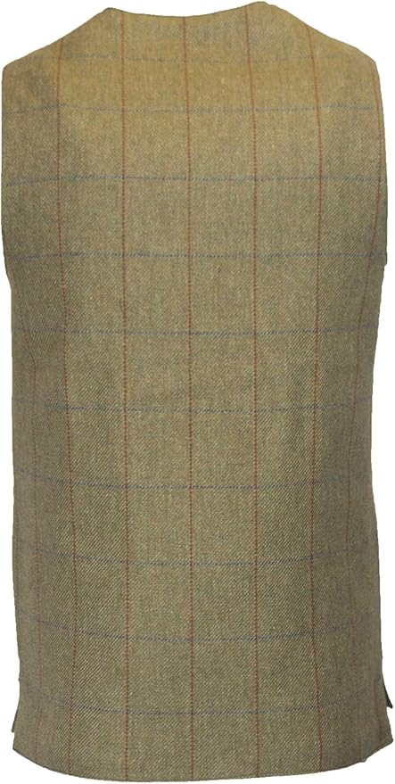 Gilet nuovo da uomo in tweed verde chiaro con inserti in Moleskin Derby Tweed Winston Waistcoat