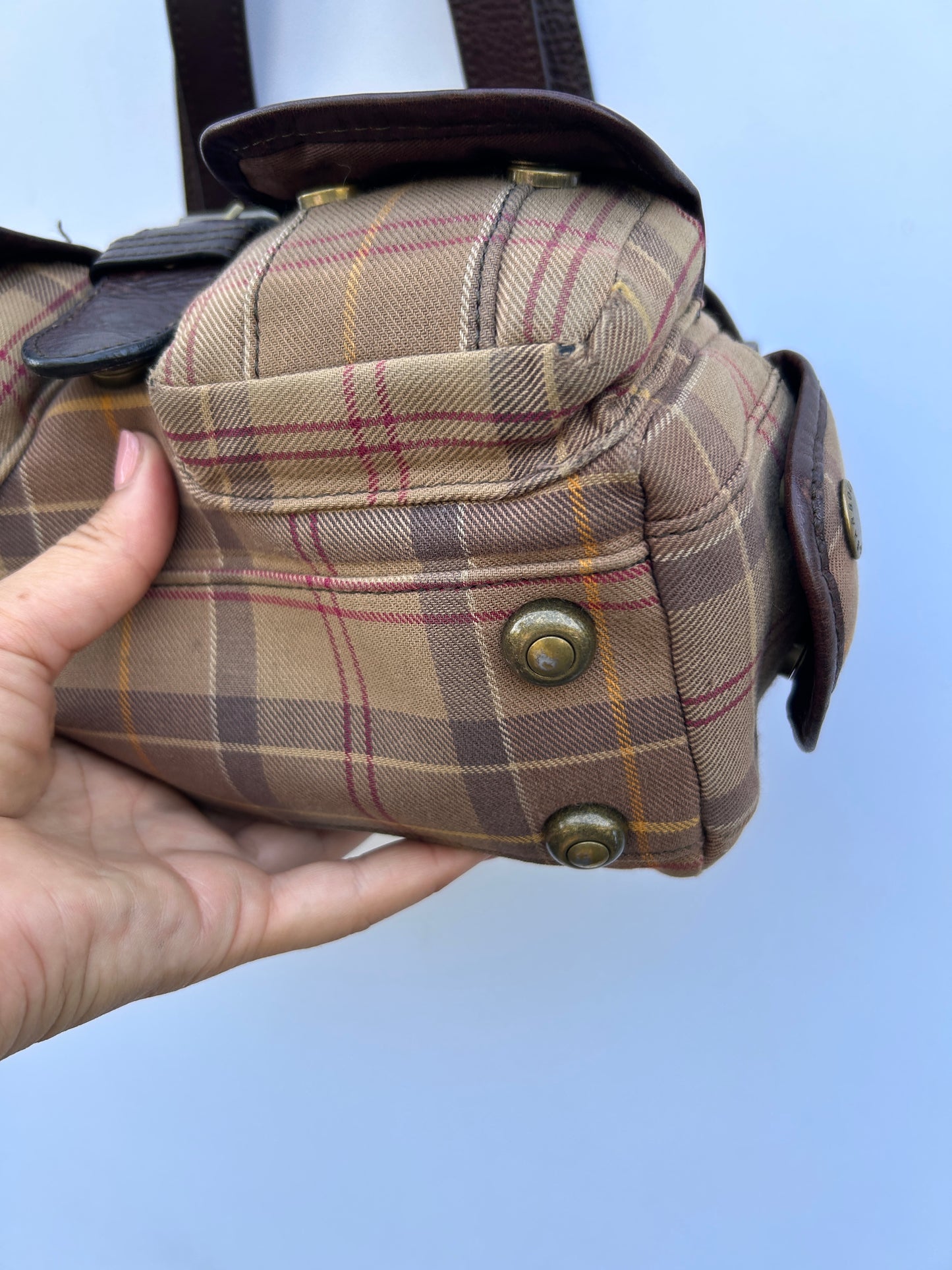 Borsa Barbour donna in tartan e pelle - Brown Tartan Shoulder bag