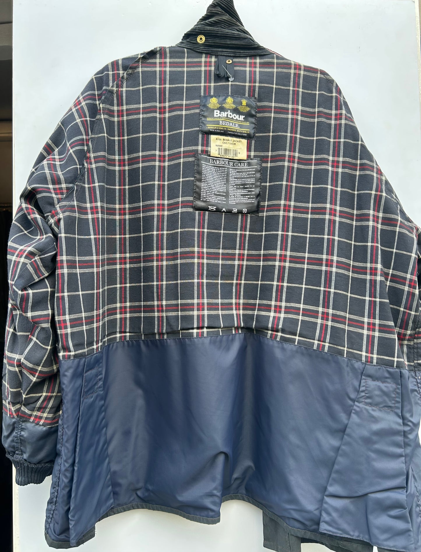 Barbour Giacca Bedale Blu Vintage C52/132 CM XXXL Navy Waxed Bedale Jacket