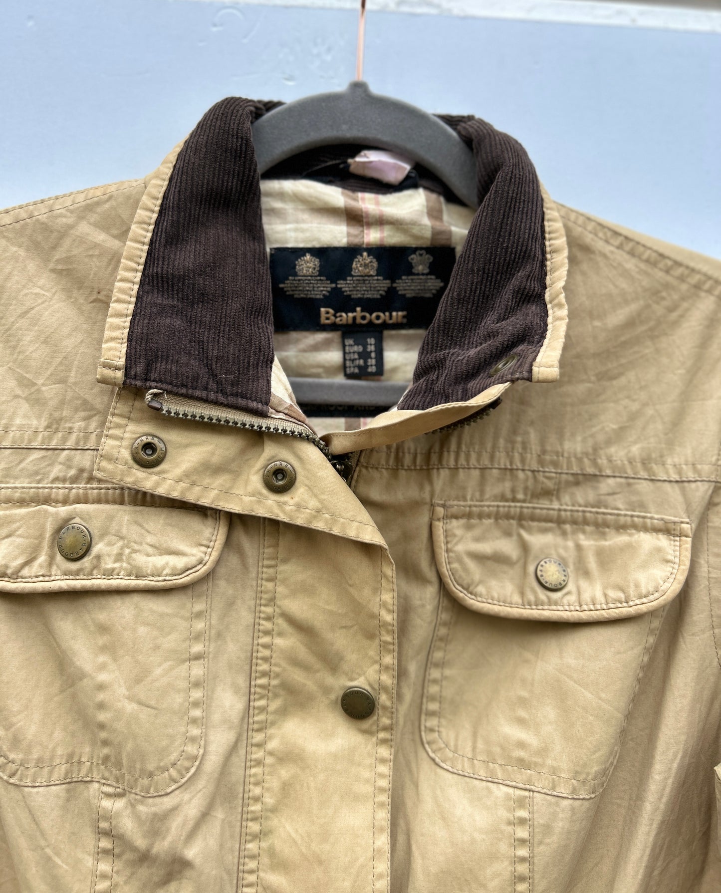 Barbour Giacca Donna Beige Small Tg.40 Lady Utility Jacket UK10