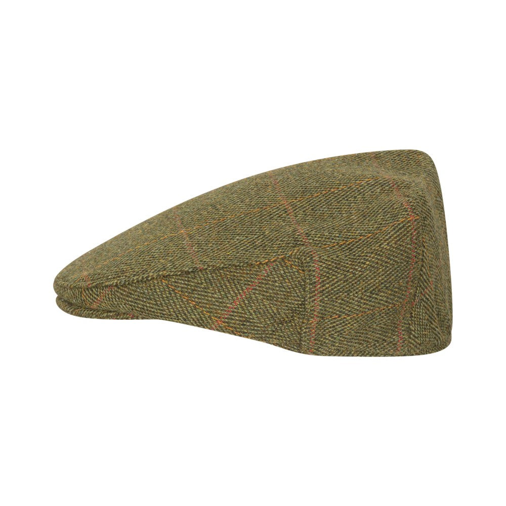 Coppola in Tweed lana verde scuro impermeabile - New Cambridge Wool Dark Sage Tweed Cap Flat