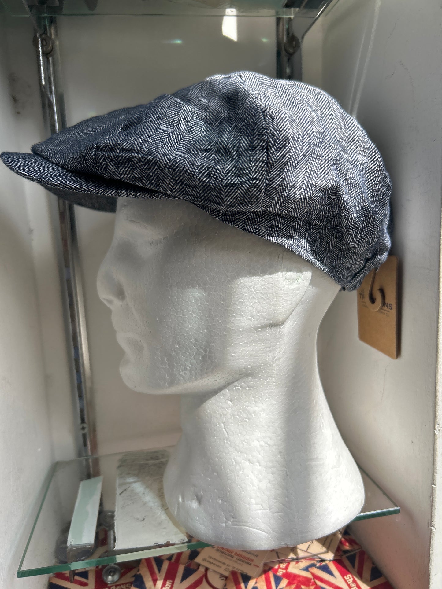Coppola in lino inglese a otto spicchi Newsboy a spina di pesce - Linen Newsboy Cap One size