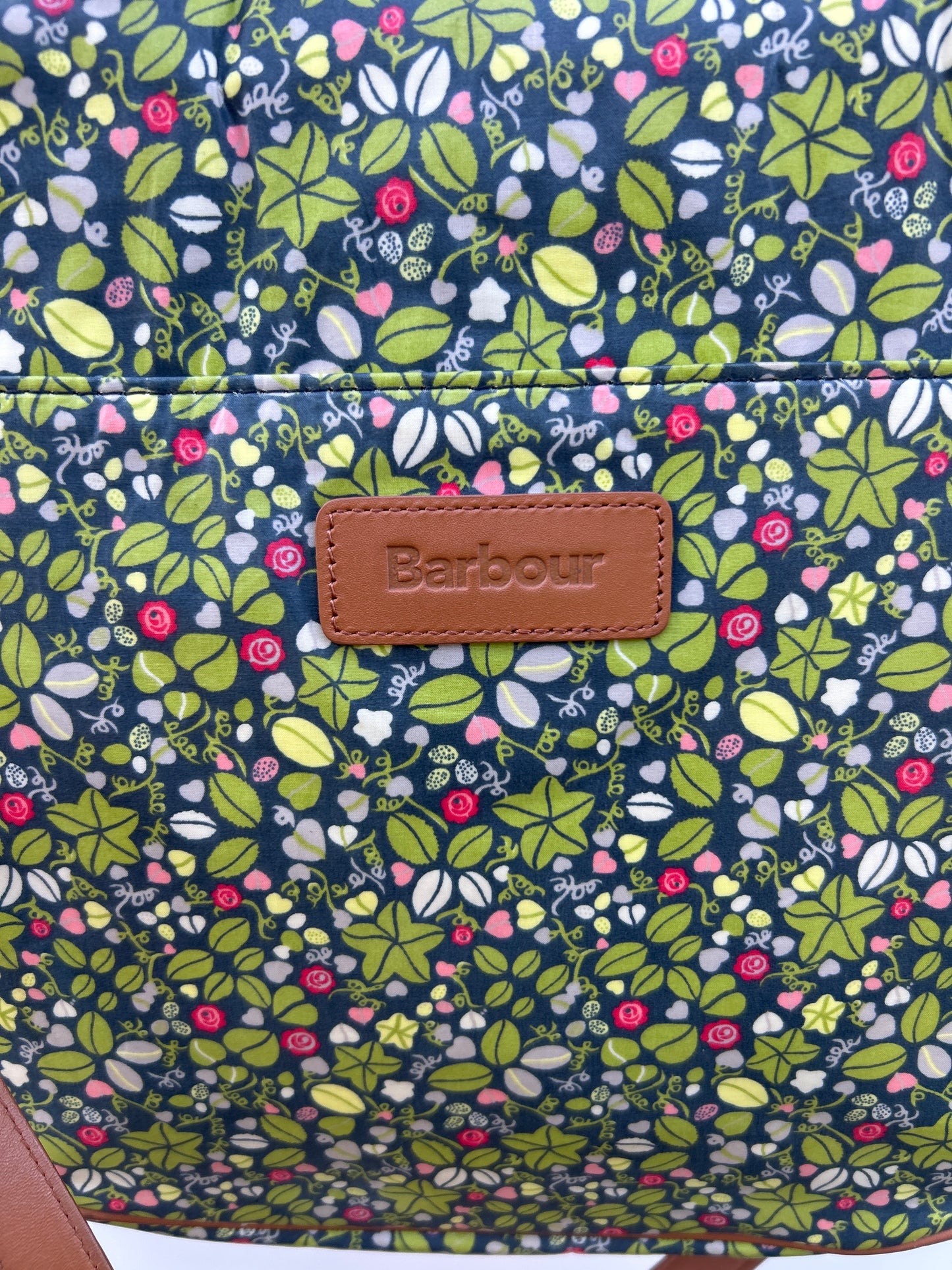 Borsa Barbour vintage a tracolla con fantasia e inserti in pelle