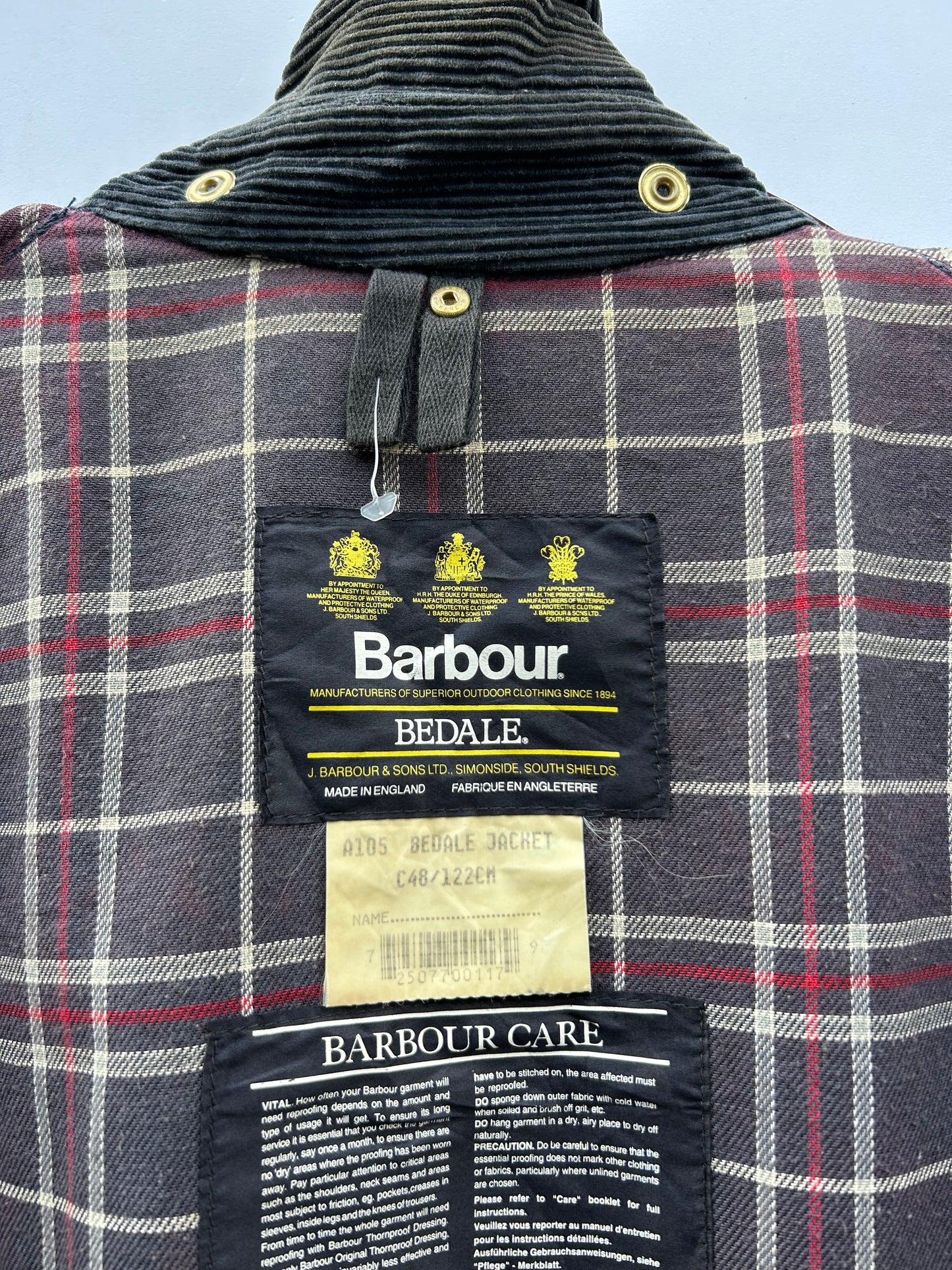 Barbour Bedale Uomo Vintage Blu C48/122cm Man Bedale waxed Navy jacket Size XL