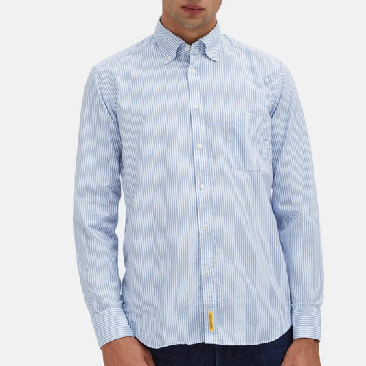Camicia Bradford in cotone tessuto Oxford a righe celeste regular fit by B.D. BAGGIES