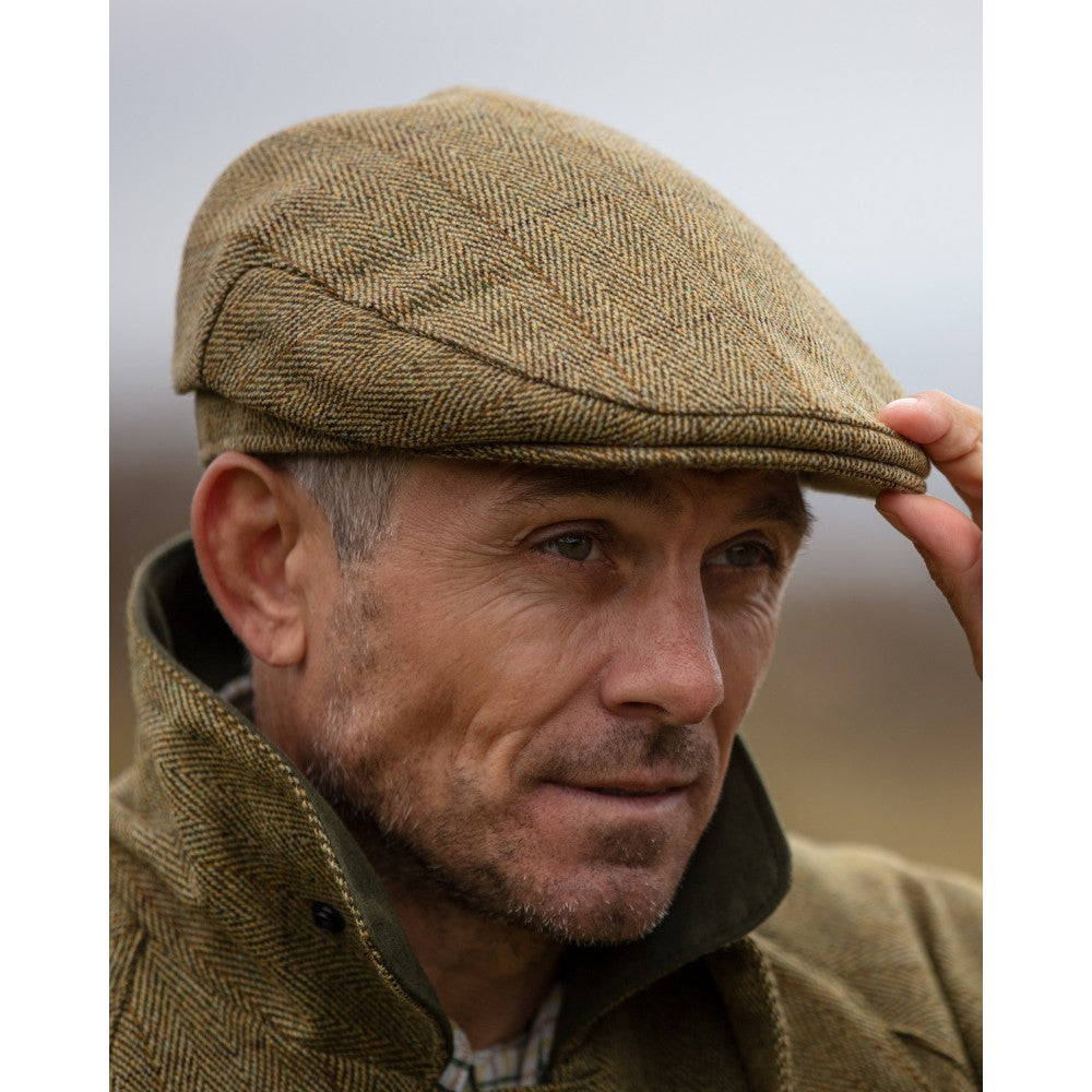 Coppola in Tweed verde chiara lana e impermeabile - New Cambridge Wool Tweed Flat Cap