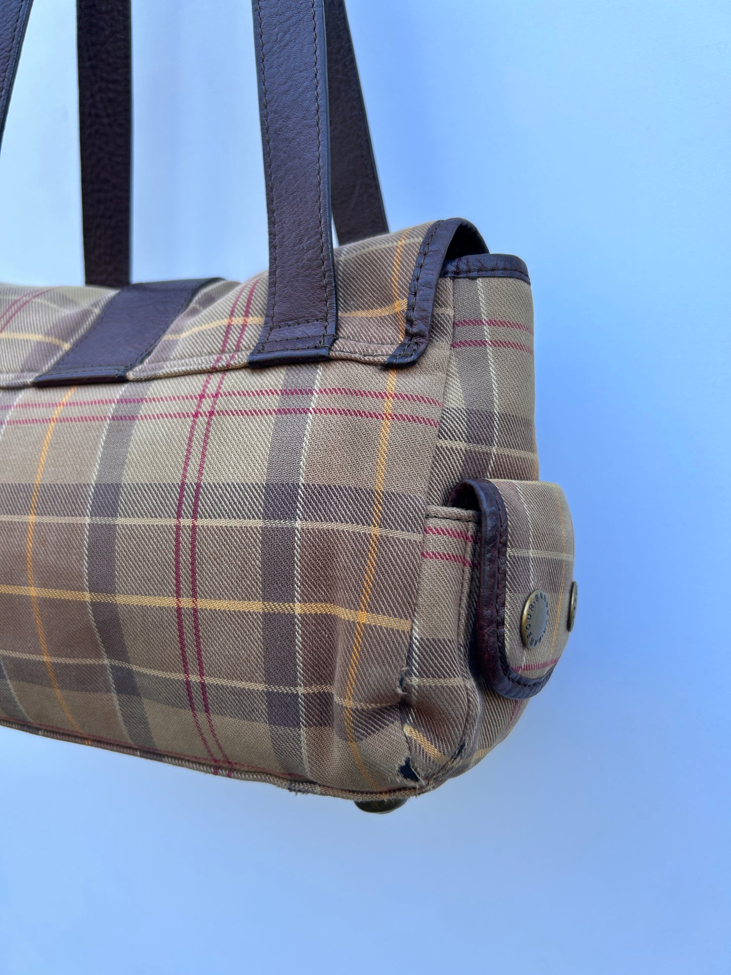 Borsa Barbour donna in tartan e pelle - Brown Tartan Shoulder bag
