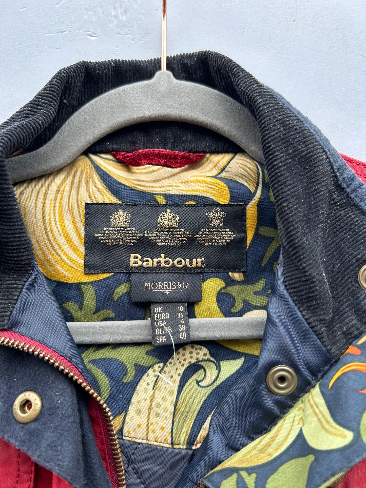 Barbour Giacca corta rossa donna Tg. 40 Morris Red Wax Utility Jacket Size UK10