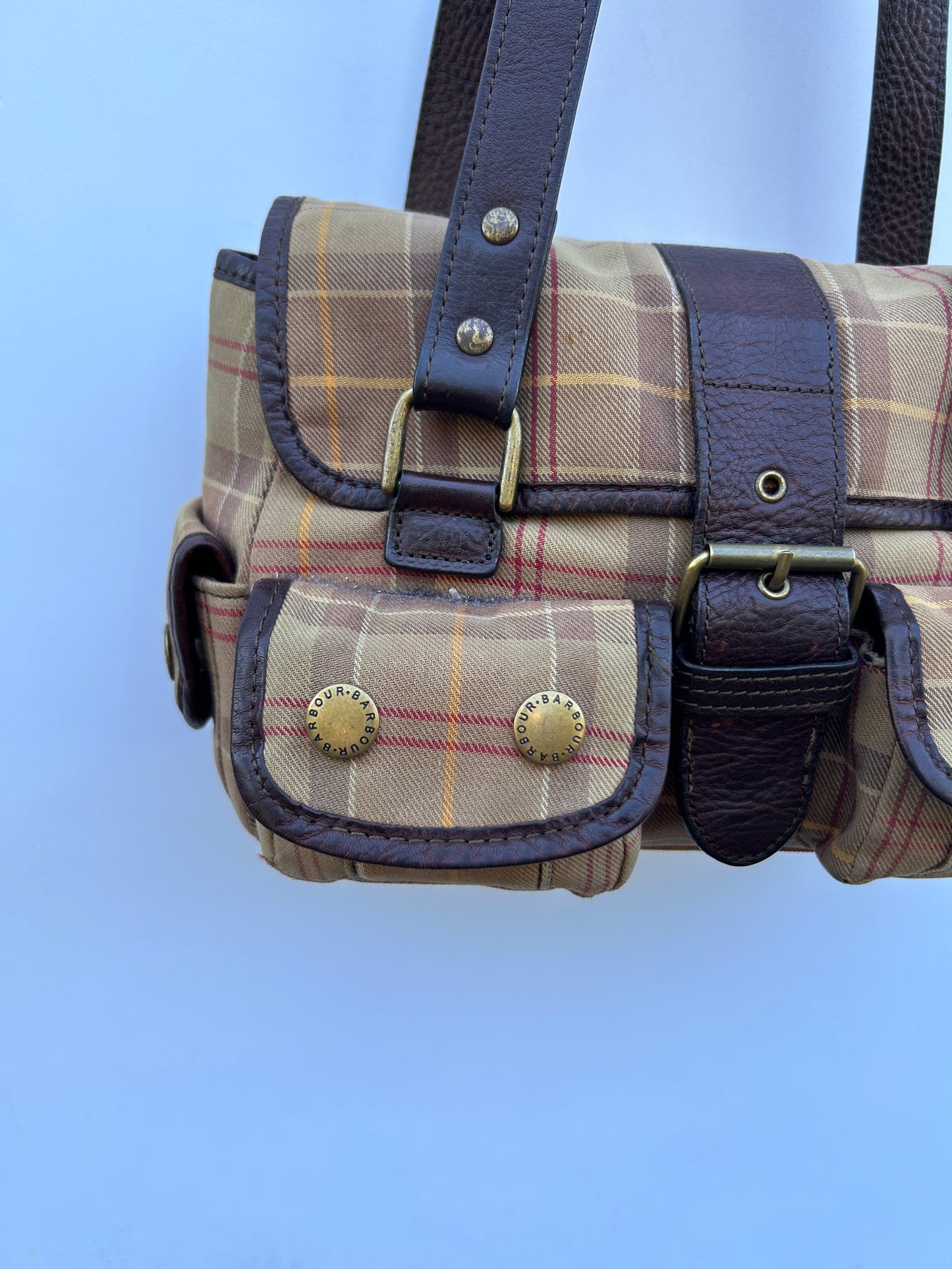 Borsa Barbour donna in tartan e pelle - Brown Tartan Shoulder bag