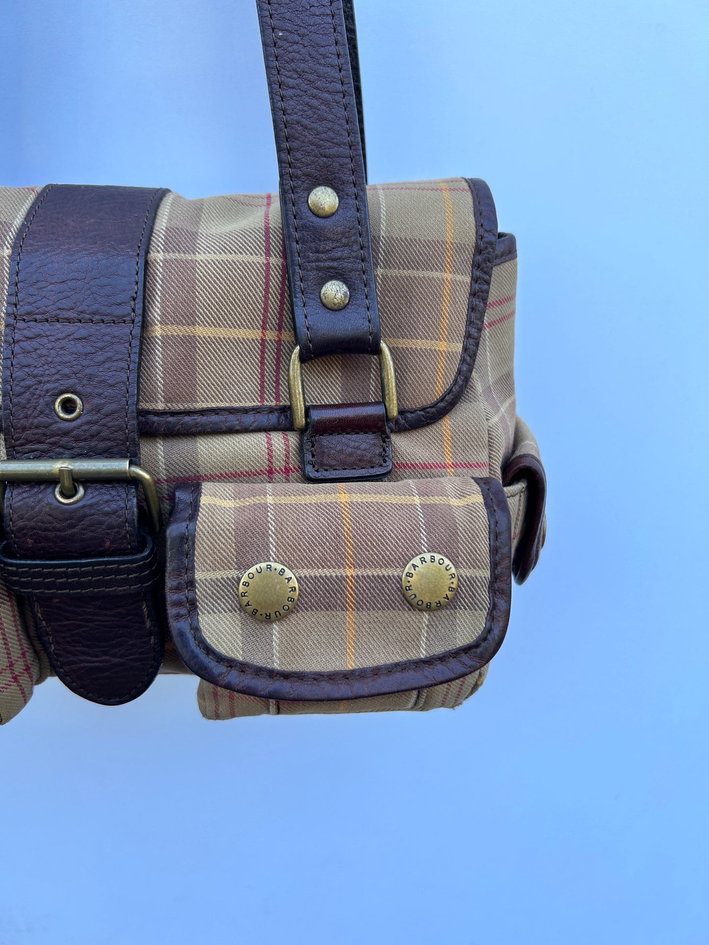 Borsa Barbour donna in tartan e pelle - Brown Tartan Shoulder bag