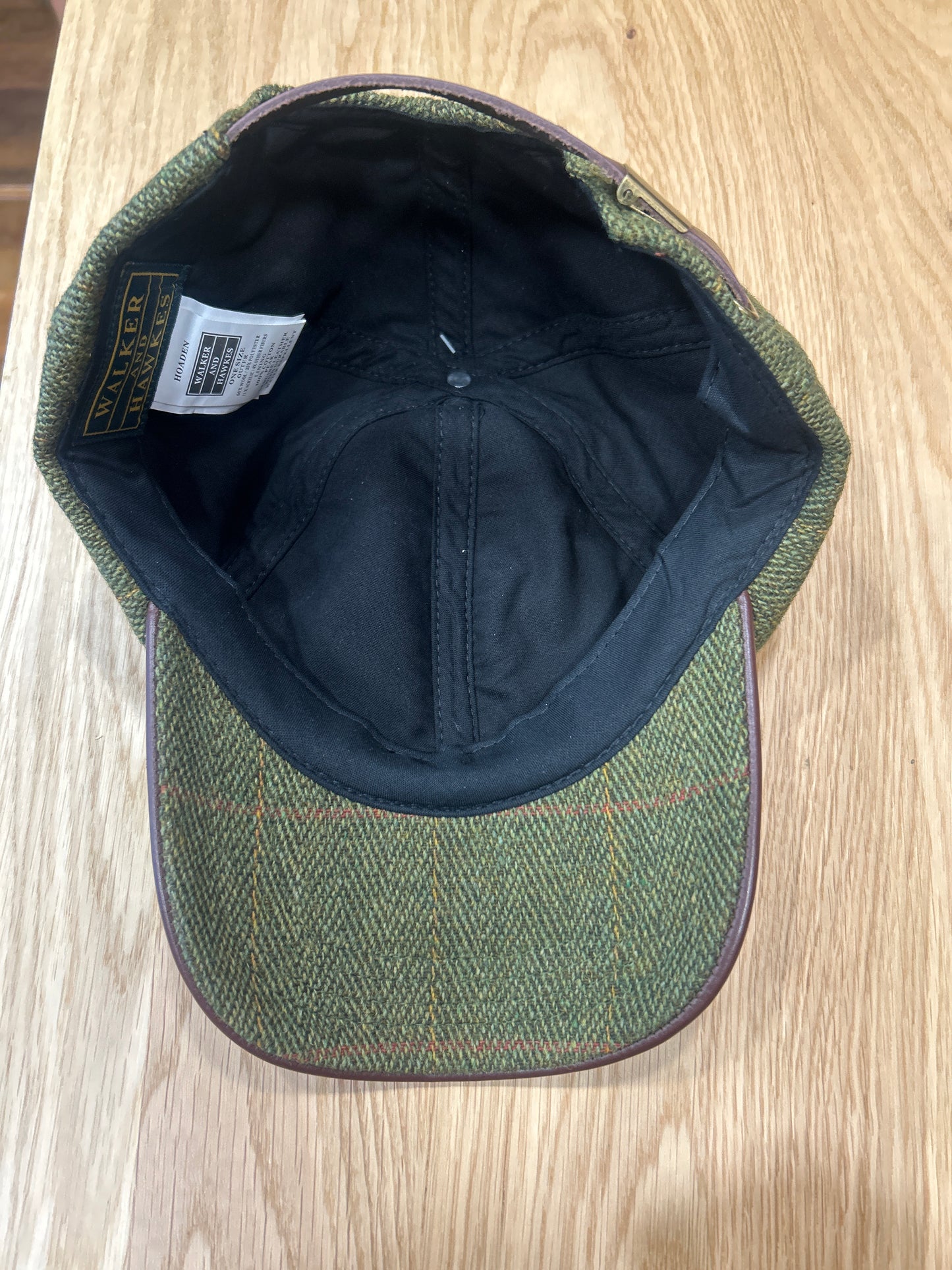 Cappellino da Baseball verde scuro in tweed con visiera in pelle taglia unica - Tweed Dark Sage Baseball Cap with leather peak