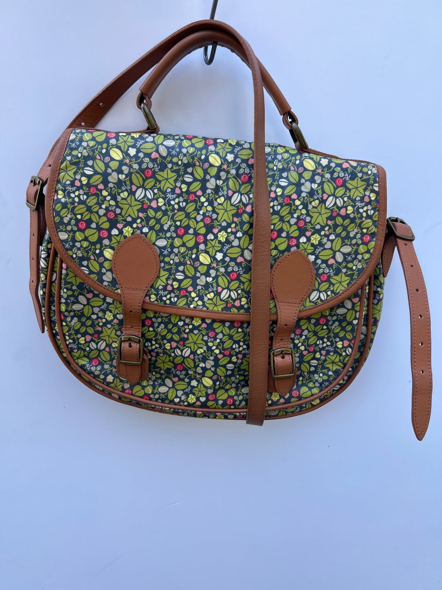 Borsa Barbour vintage a tracolla con fantasia e inserti in pelle