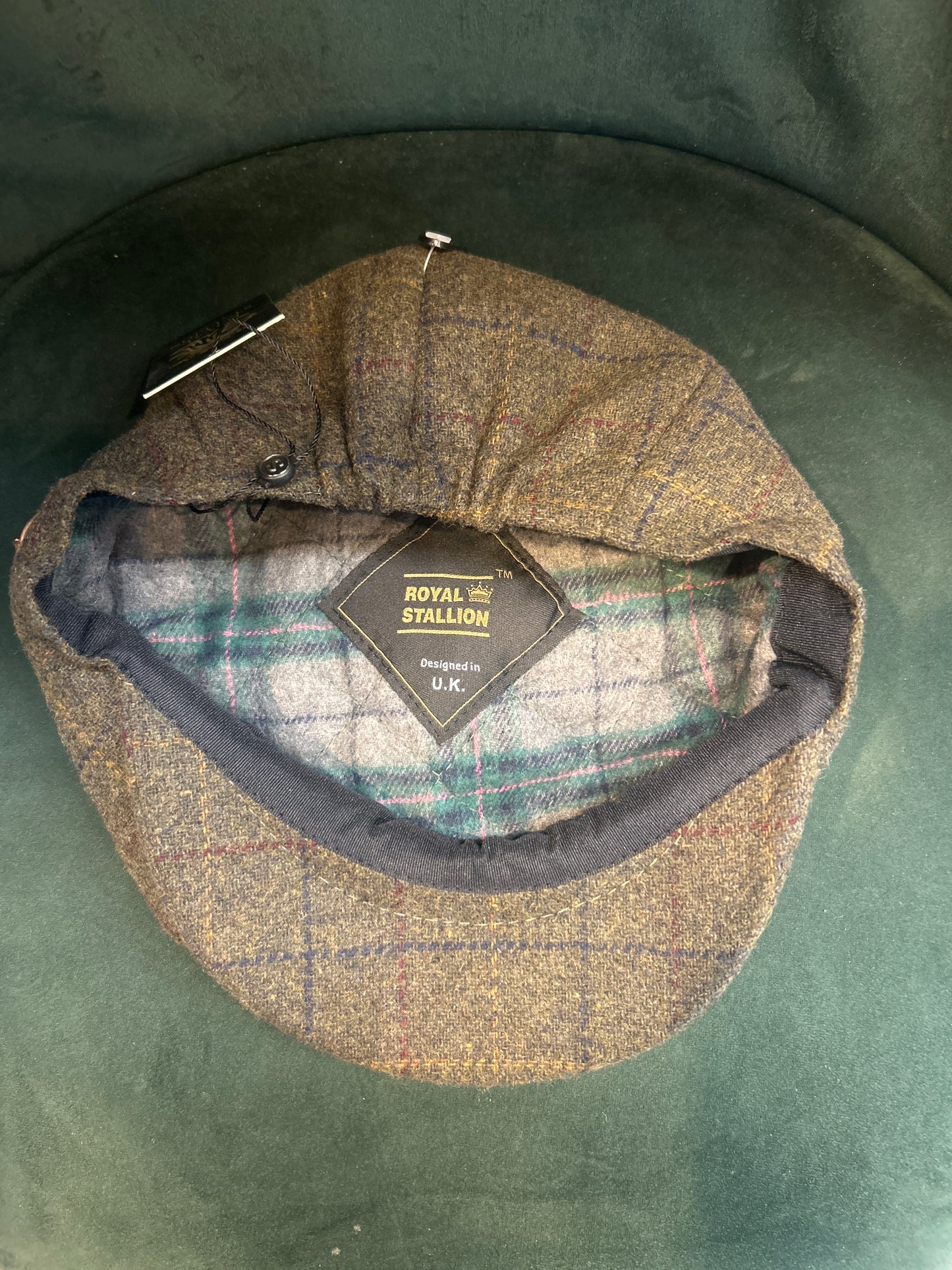 Coppola nuova inglese in lana a otto spicchi verde in tweed - Eight panel wool green cap